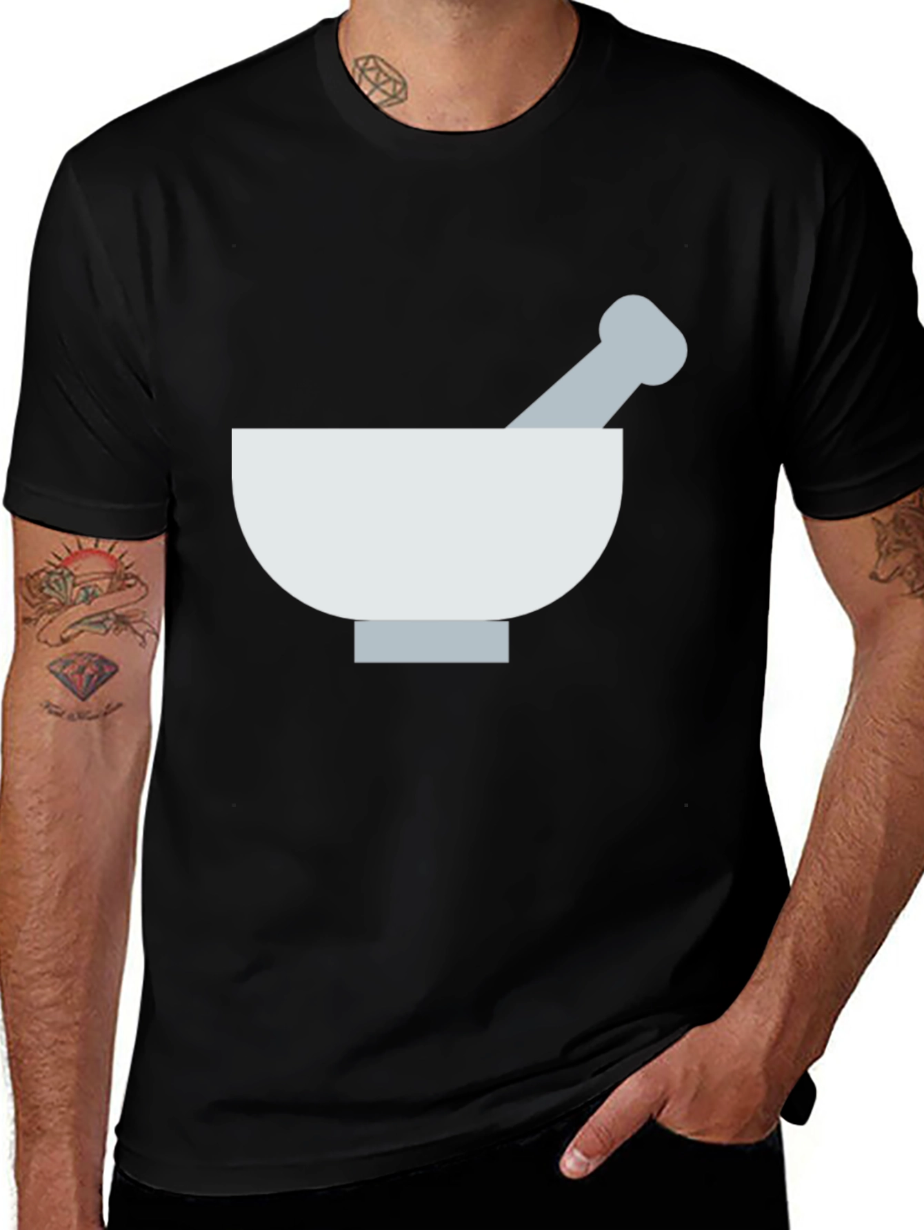 Variant 28 of Mortar and Pestle Graphic Tee - Black Cotton T-Shirt