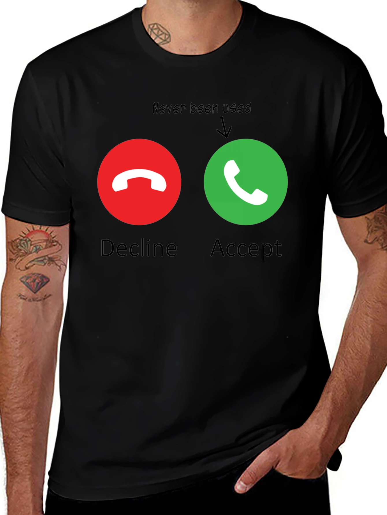 Variant 11 of Decline or Accept Funny Black T-Shirt