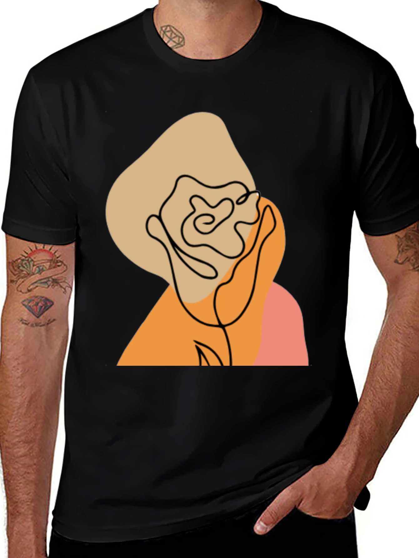 Variant 28 of Abstract Rose Graphic T-Shirt - Modern Minimalist Tee