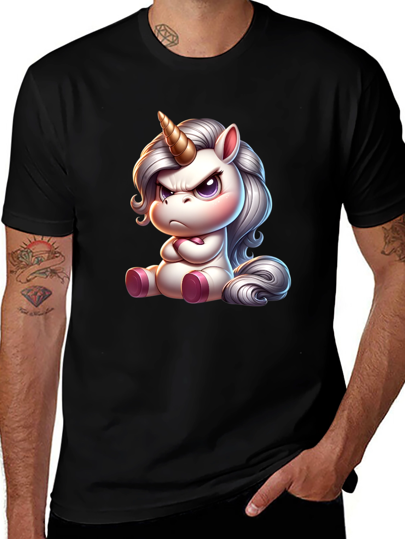 Variant 30 of Angry Unicorn Graphic Tee - Black
