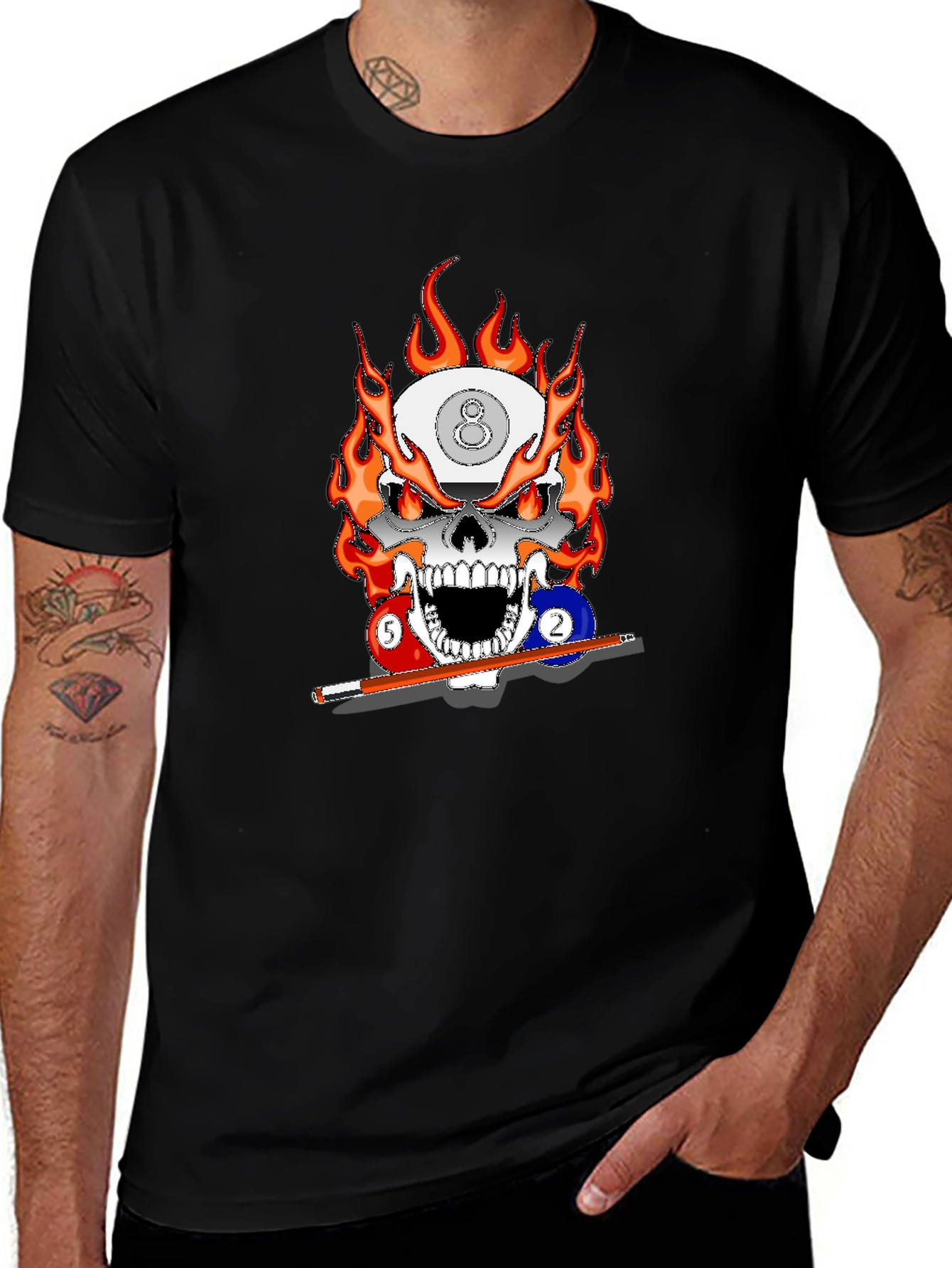 Flaming Skull Billiards T-Shirt