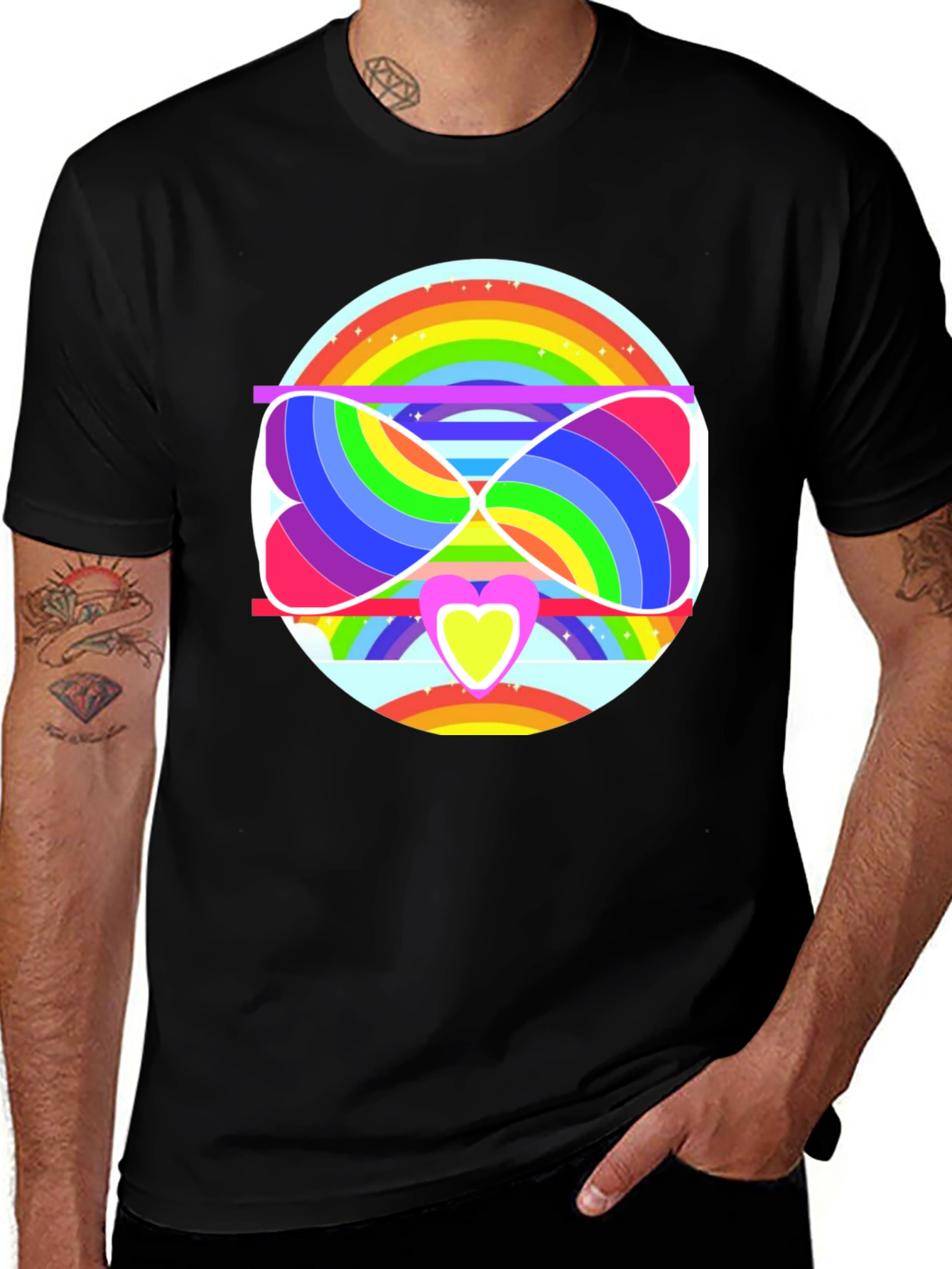 Rainbow Heart Bowtie Graphic Tee
