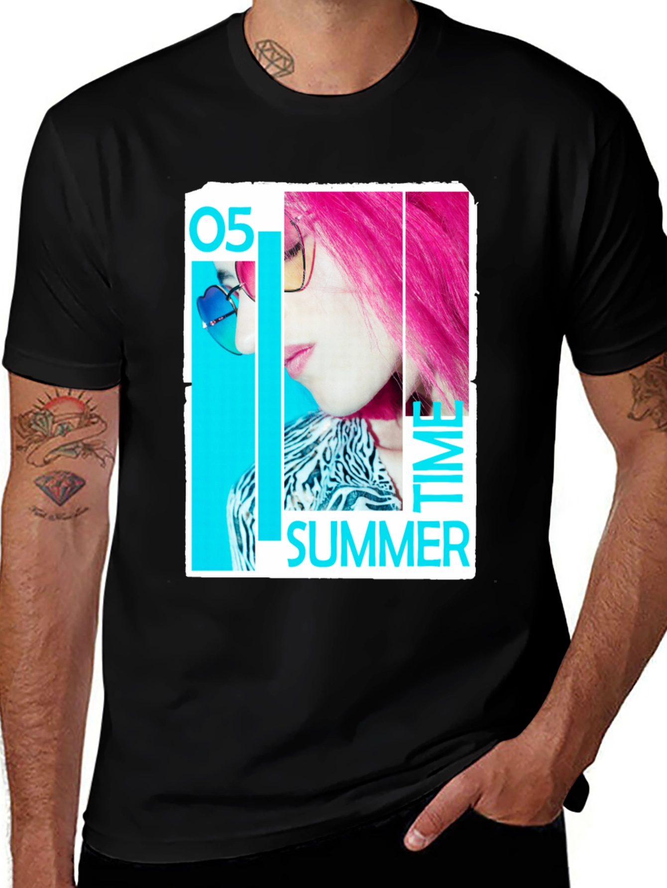 Variant 11 of Summer Time Graphic Tee - Pink Hair Cool Style