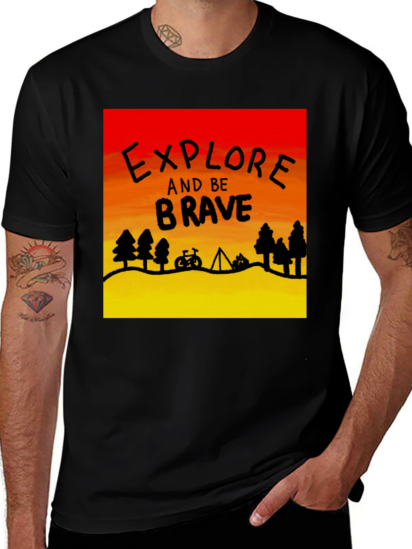 Variant 9 of Explore and Be Brave Graphic Tee - Adventure Awaits!