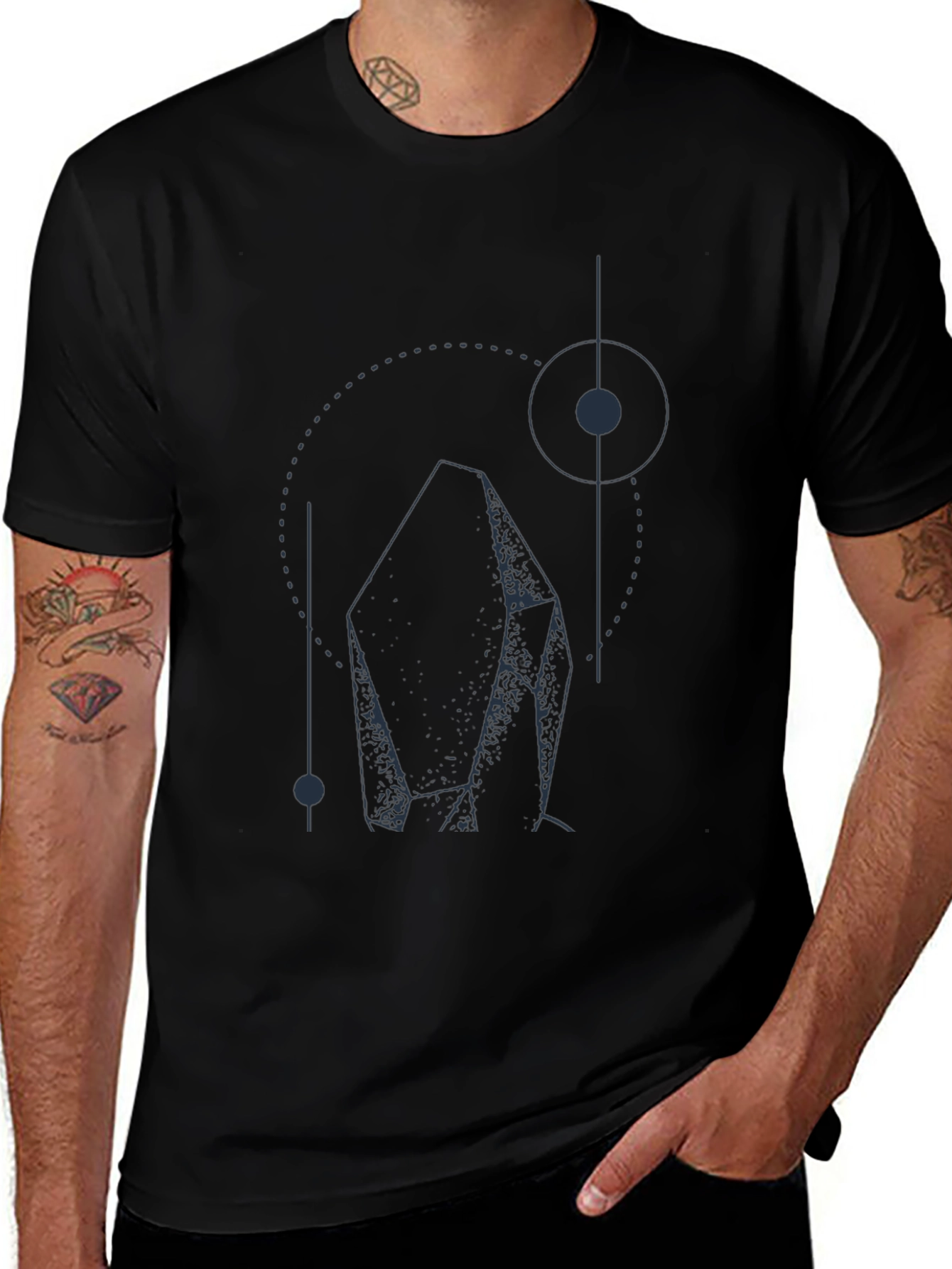 Variant 20 of Geometric Crystal Graphic T-Shirt - Black