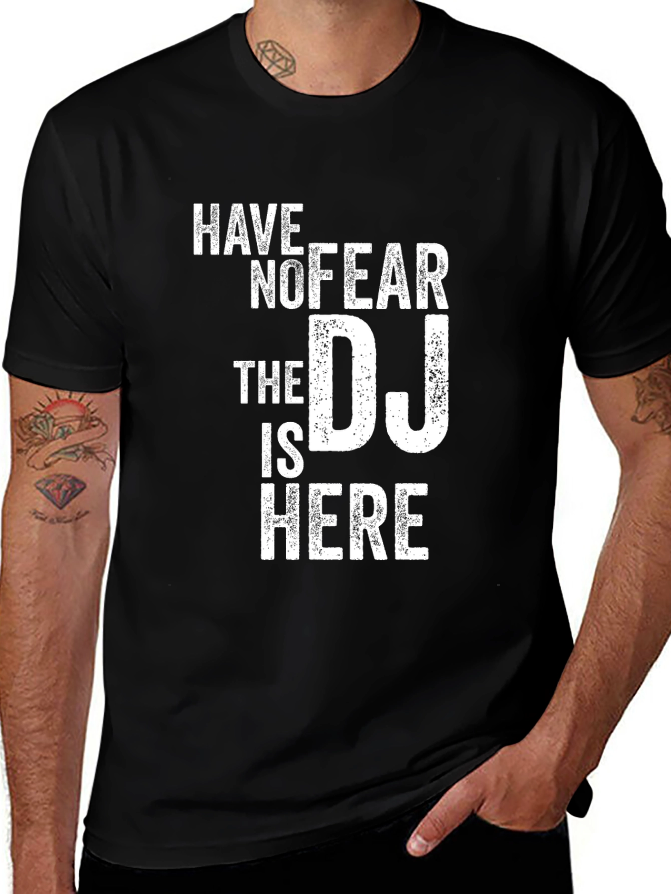 Variant 22 of Have No Fear the DJ Is Here Black Graphic T-Shirt