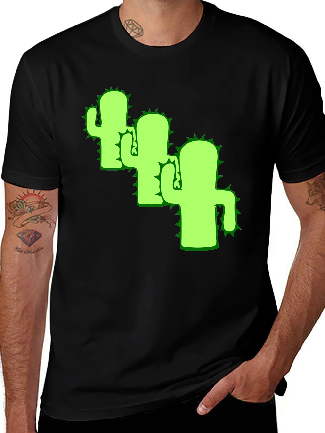 Variant 16 of Cactus Graphic Tee - Black Cotton T-Shirt