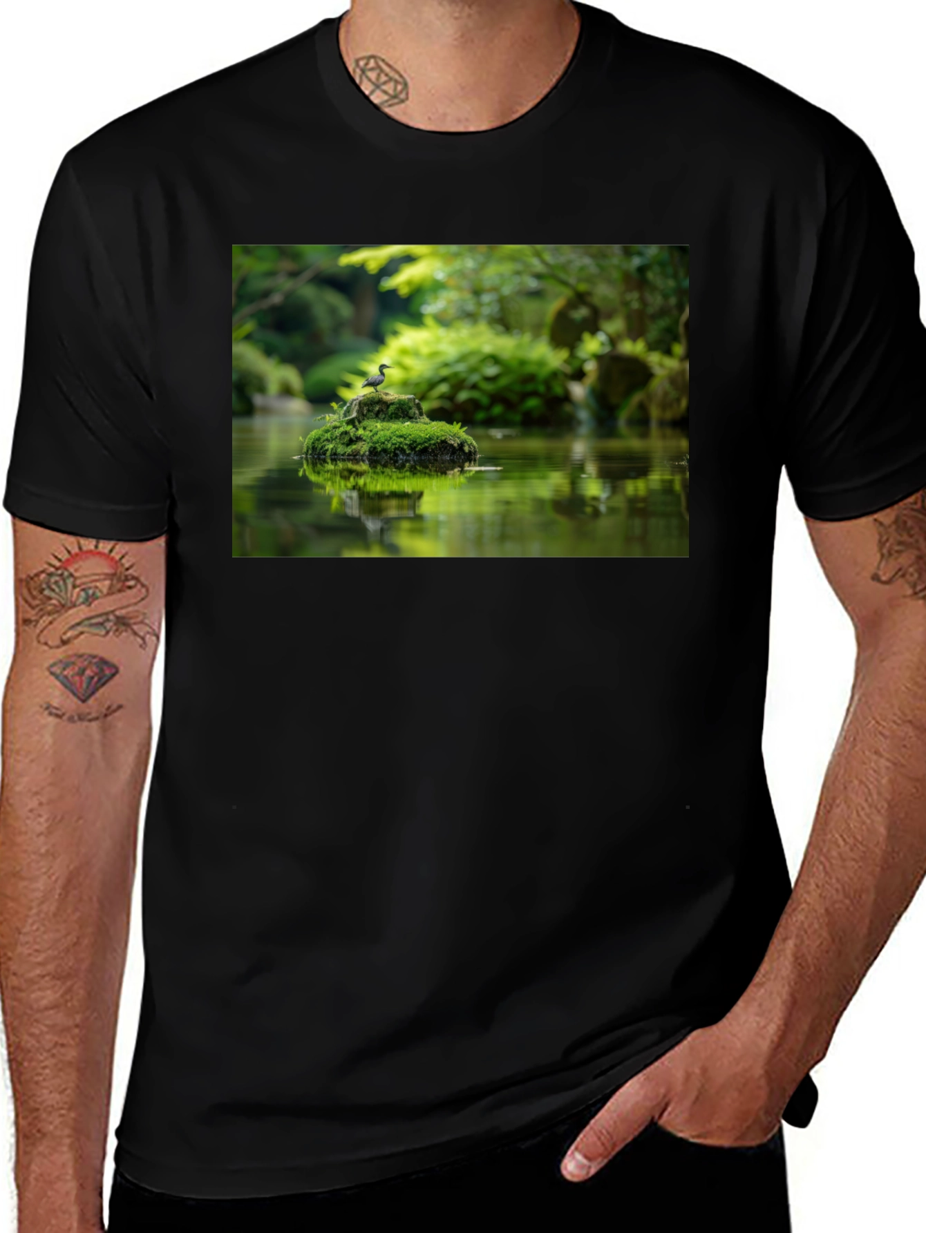 Variant 2 of Nature Pond Graphic Black Tee