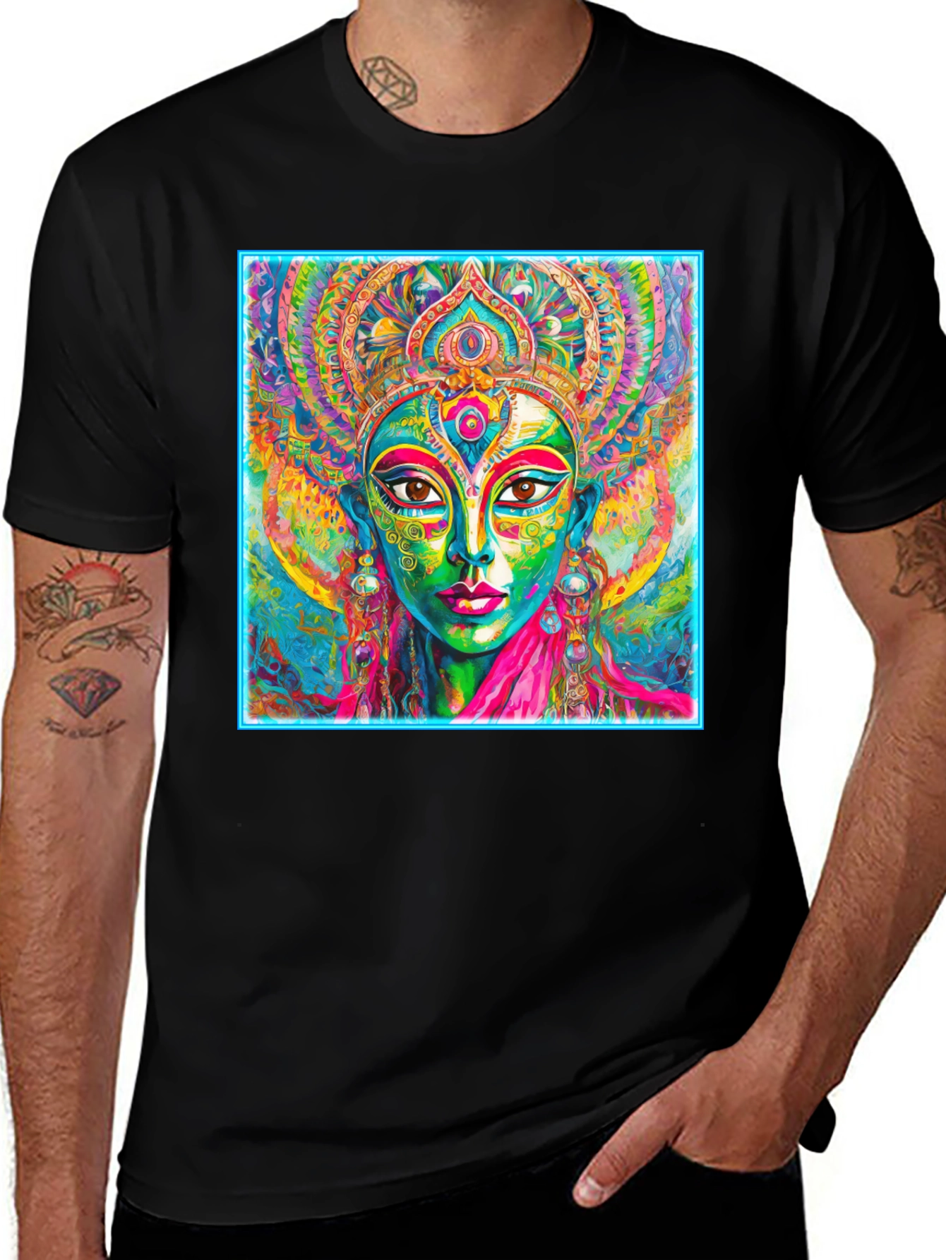 Variant 12 of Colorful Spiritual Art T-Shirt - Black