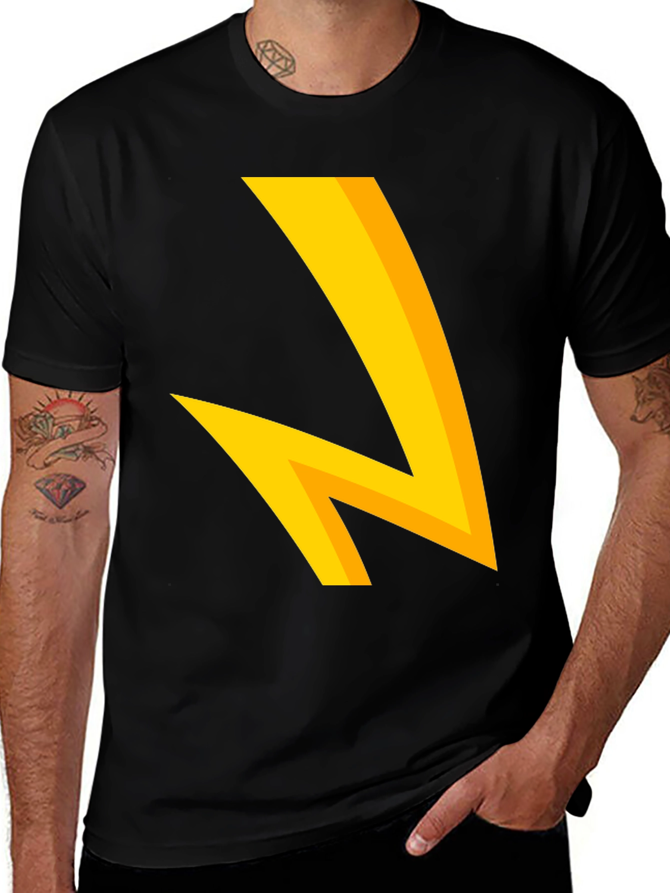 Variant 24 of Bold Lightning Bolt Graphic Tee - Men's Black T-Shirt