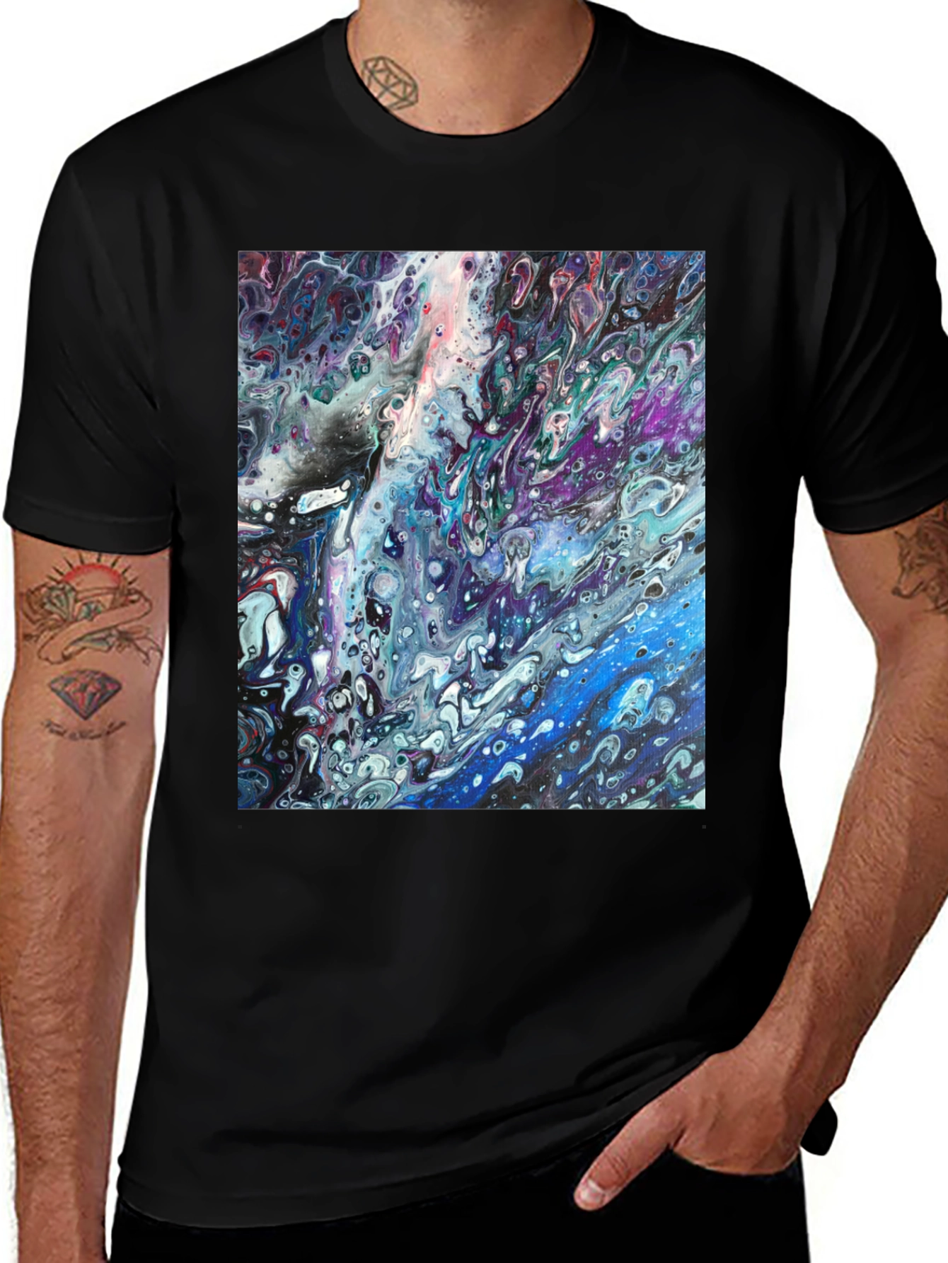 Variant 3 of Abstract Art Graphic Tee - Modern Fluid Design