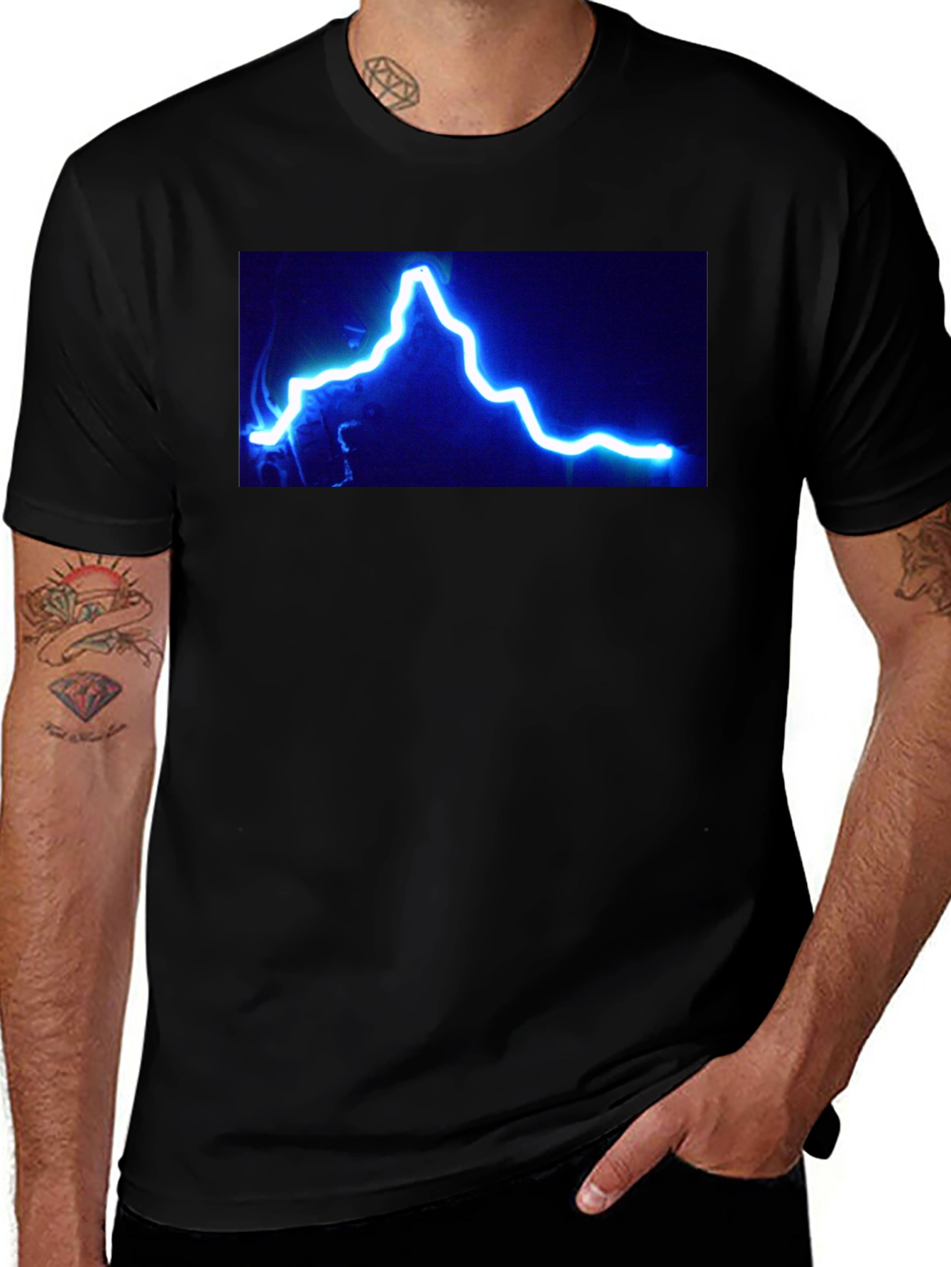 Variant 9 of Electric Blue Lightning Bolt Graphic Tee