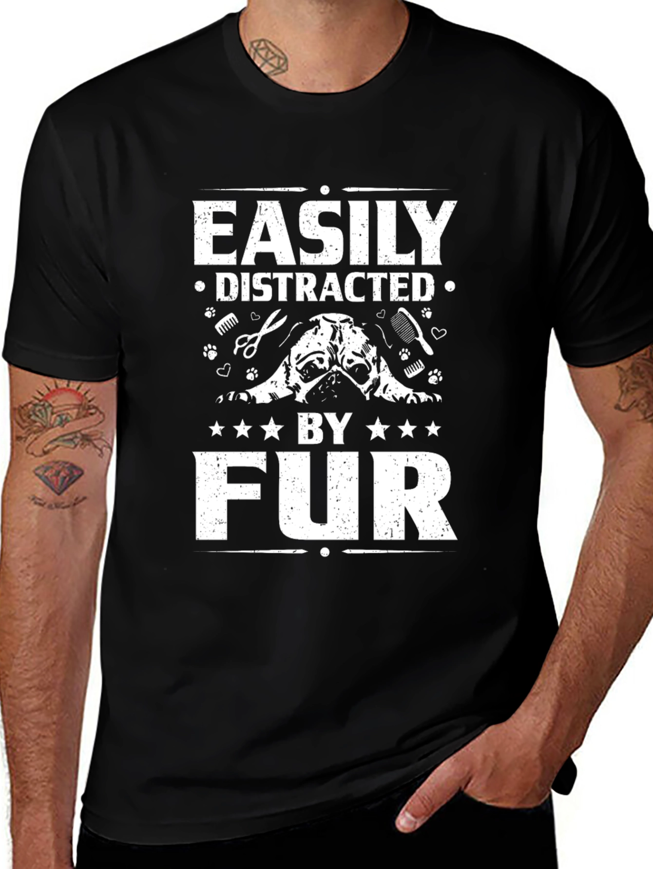 Variant 28 of Easily Distracted By Fur Black T-Shirt