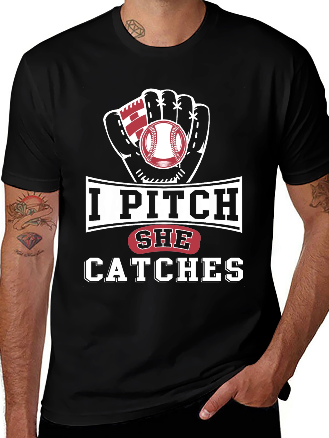 Variant 22 of I Pitch She Catches Baseball T-Shirt