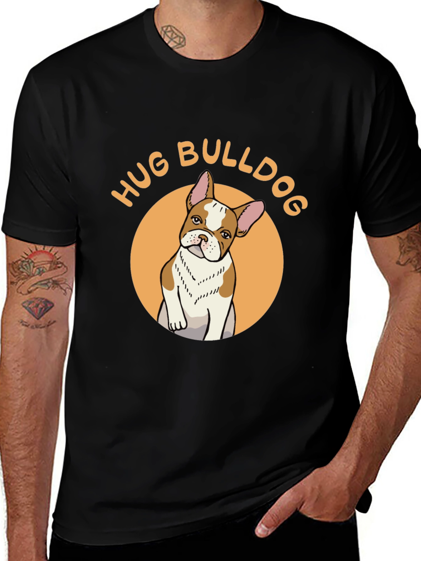 Variant 16 of Hug Bulldog Graphic Tee - Cute Dog Lover Shirt