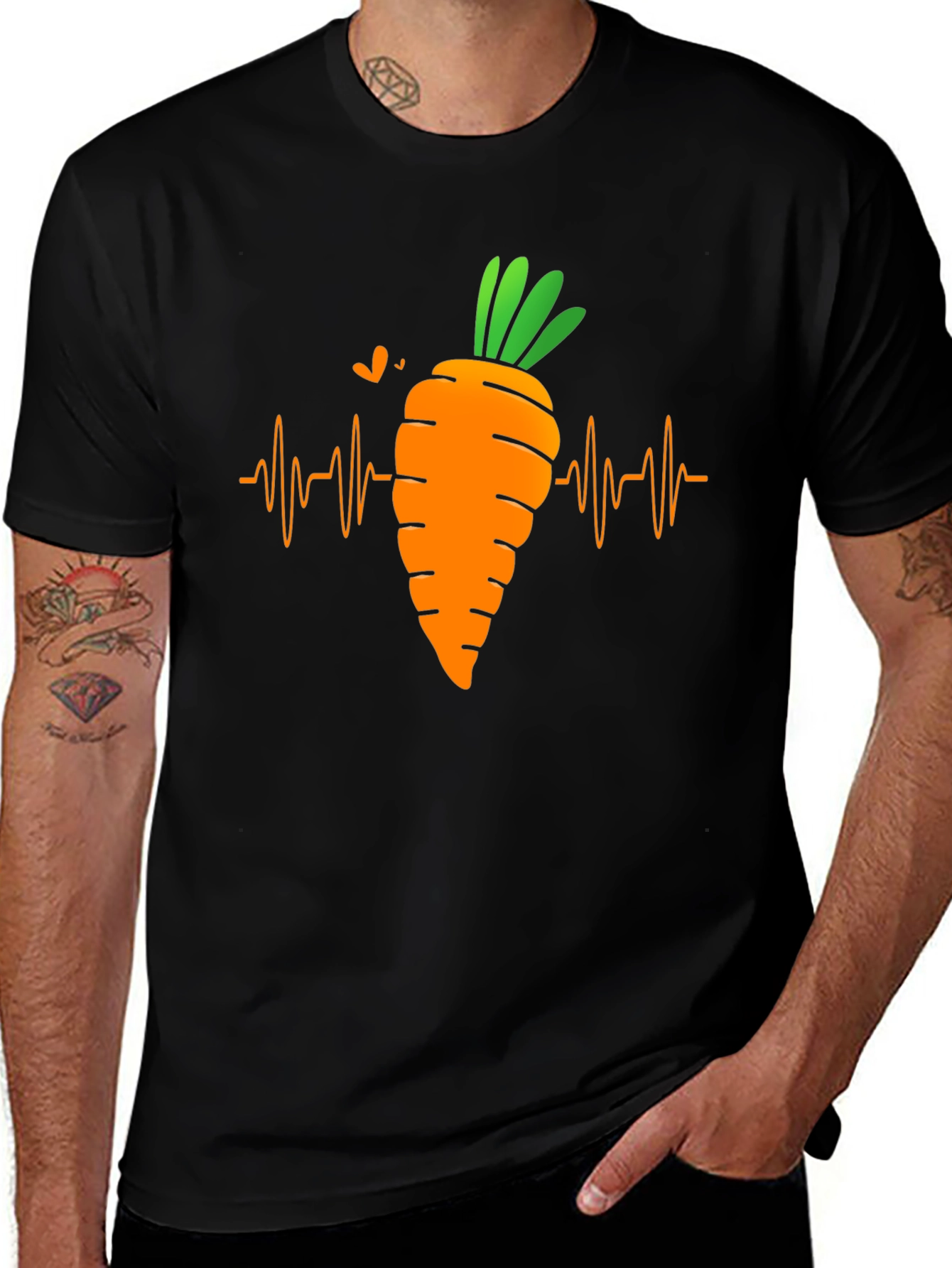 Variant 2 of Carrot Heartbeat T-Shirt - Funny Vegan Tee