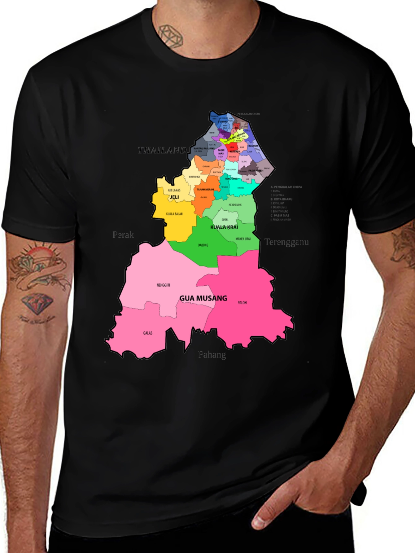 Kelantan Malaysia Map T-Shirt - Travel Souvenir Shirt