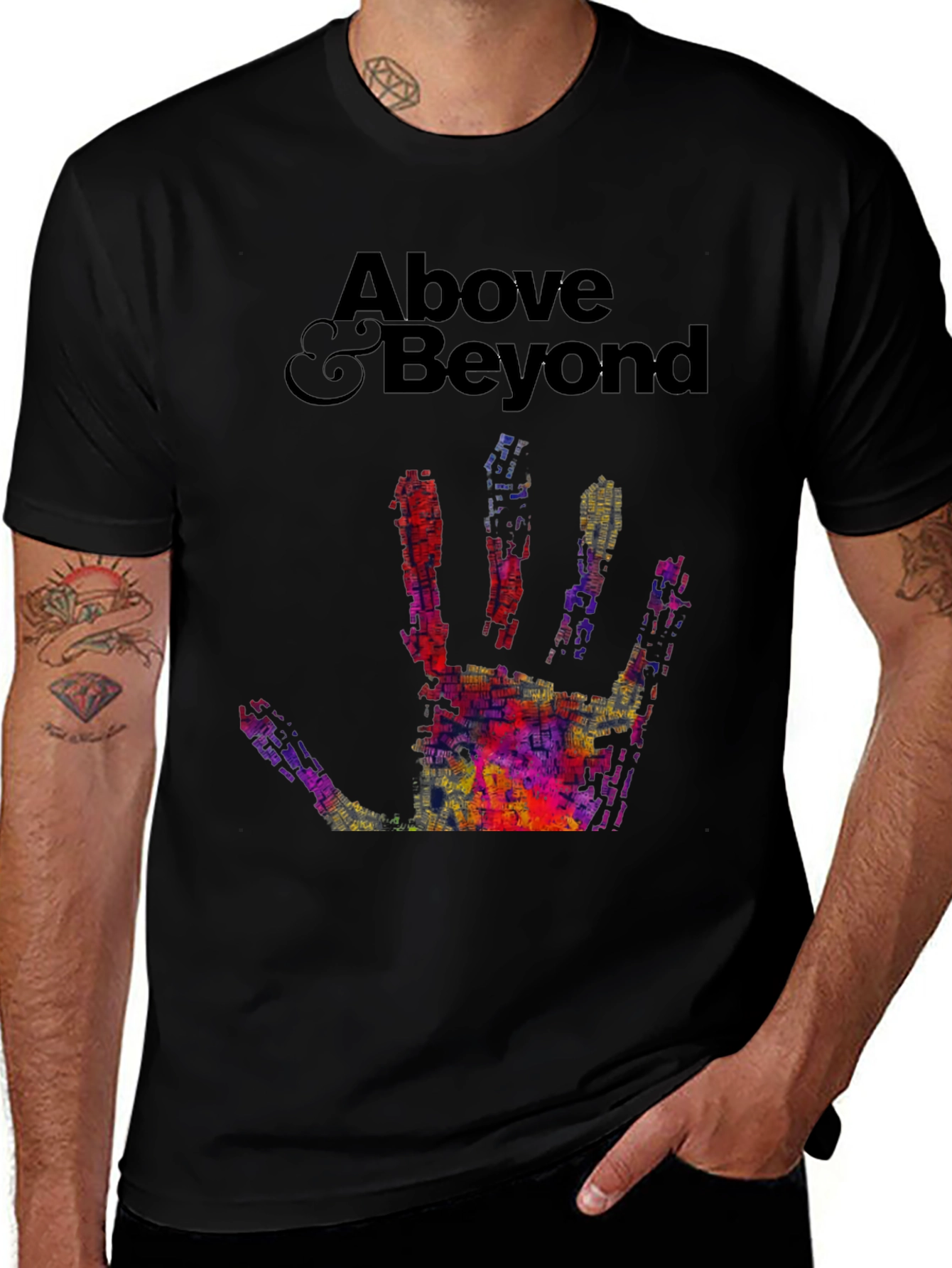 Variant 30 of Above & Beyond Hand Print Graphic Black T-Shirt
