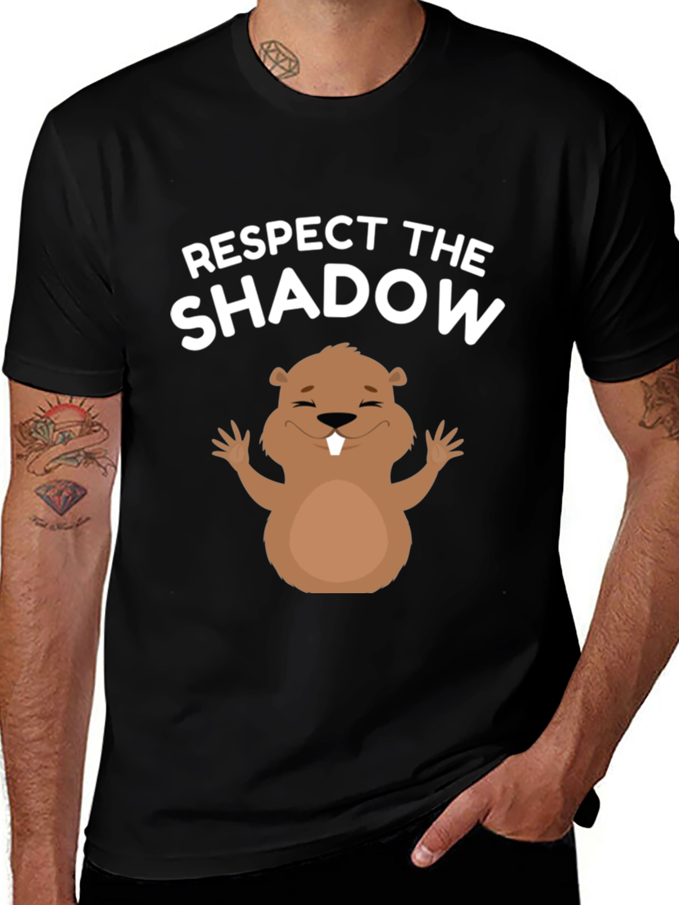 Variant 25 of Respect the Shadow T-Shirt Groundhog Day Tee