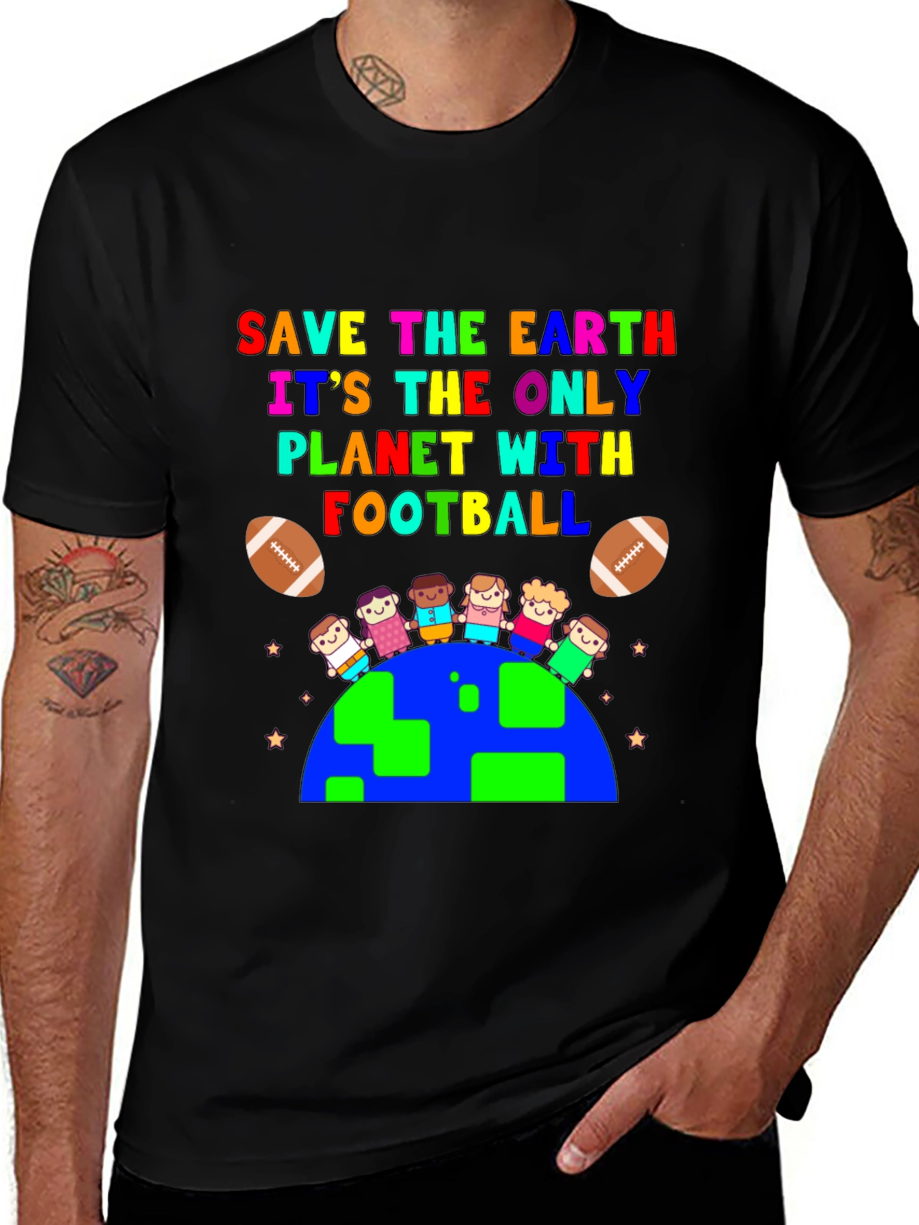 Variant 6 of Save the Earth Football Planet Graphic T-Shirt