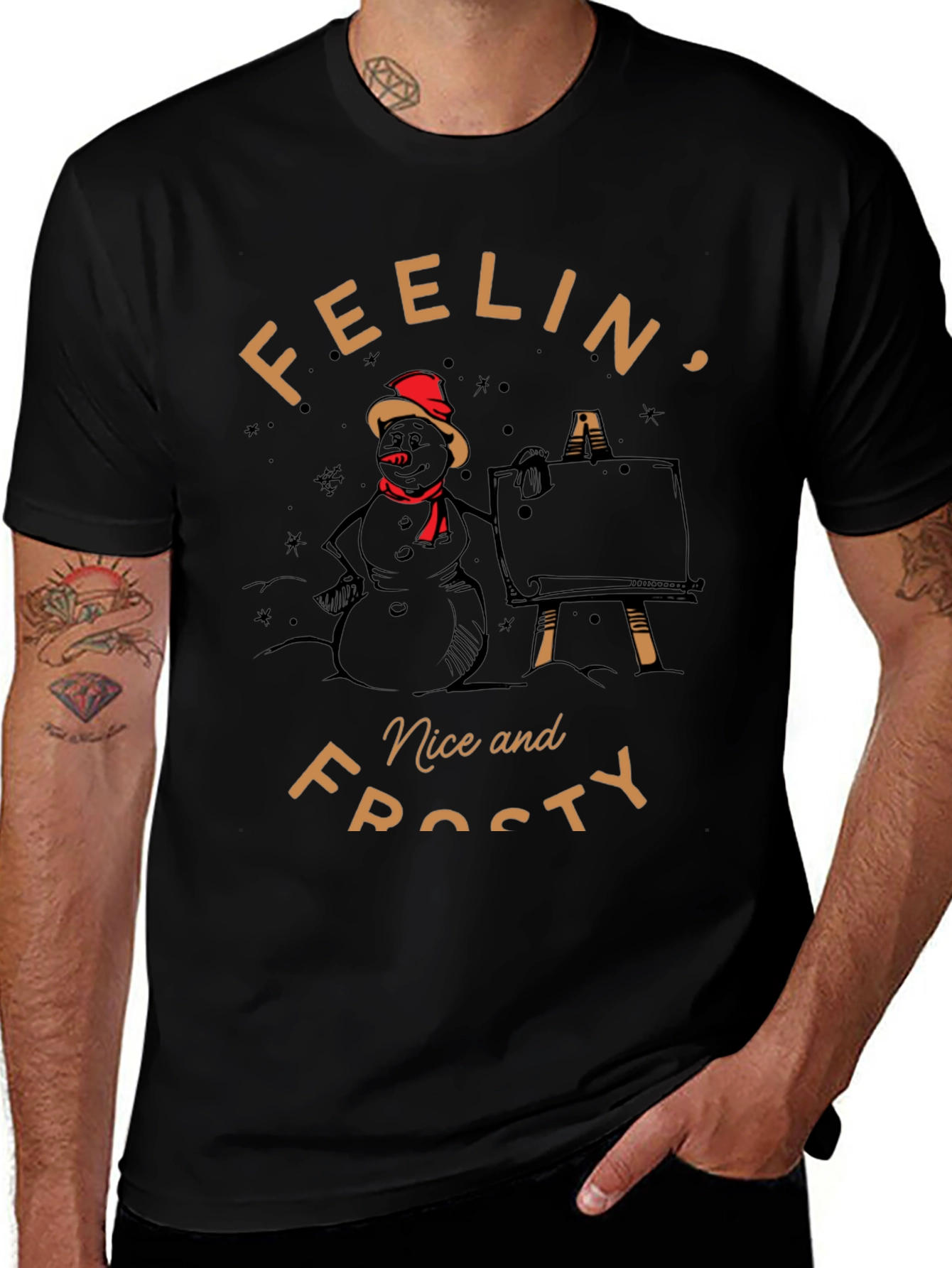 Variant 4 of Feelin' Nice and Frosty Snowman Artist Graphic Tee