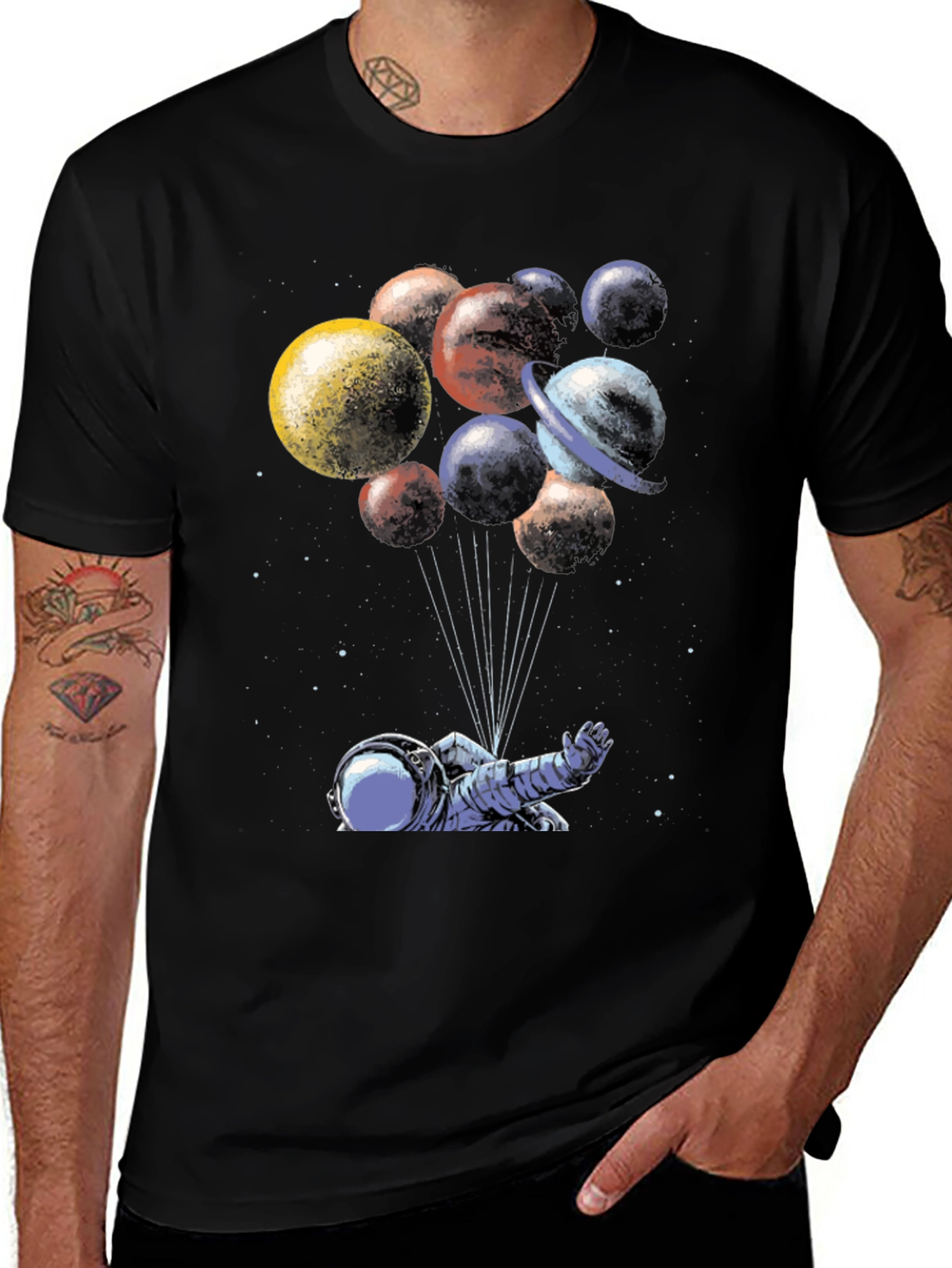Variant 7 of Astronaut Planet Balloons Graphic T-Shirt