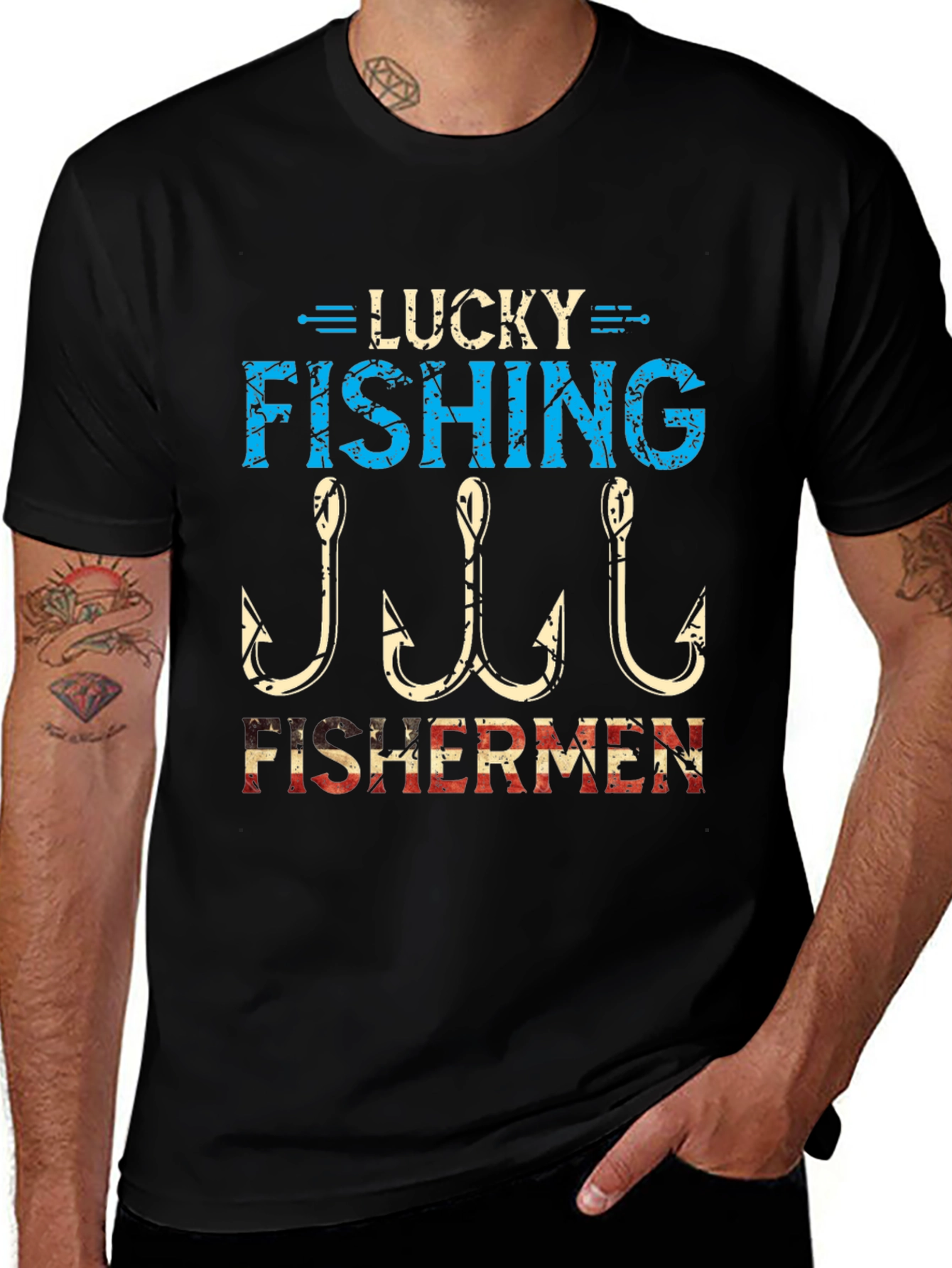 Lucky Fishing Fisherman T-Shirt - Crew Neck
