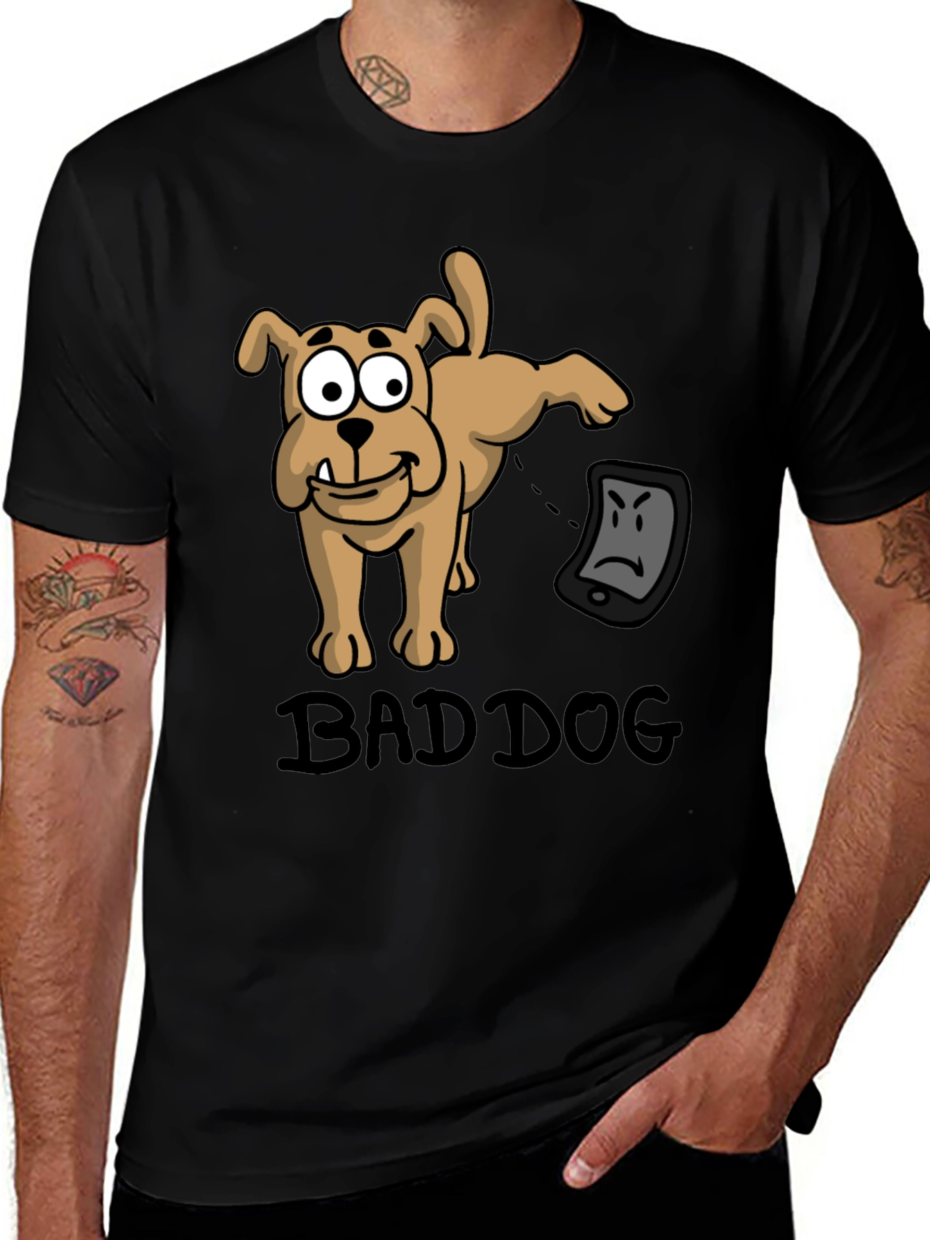 Variant 28 of Bad Dog T-Shirt - Funny Cartoon Dog Design