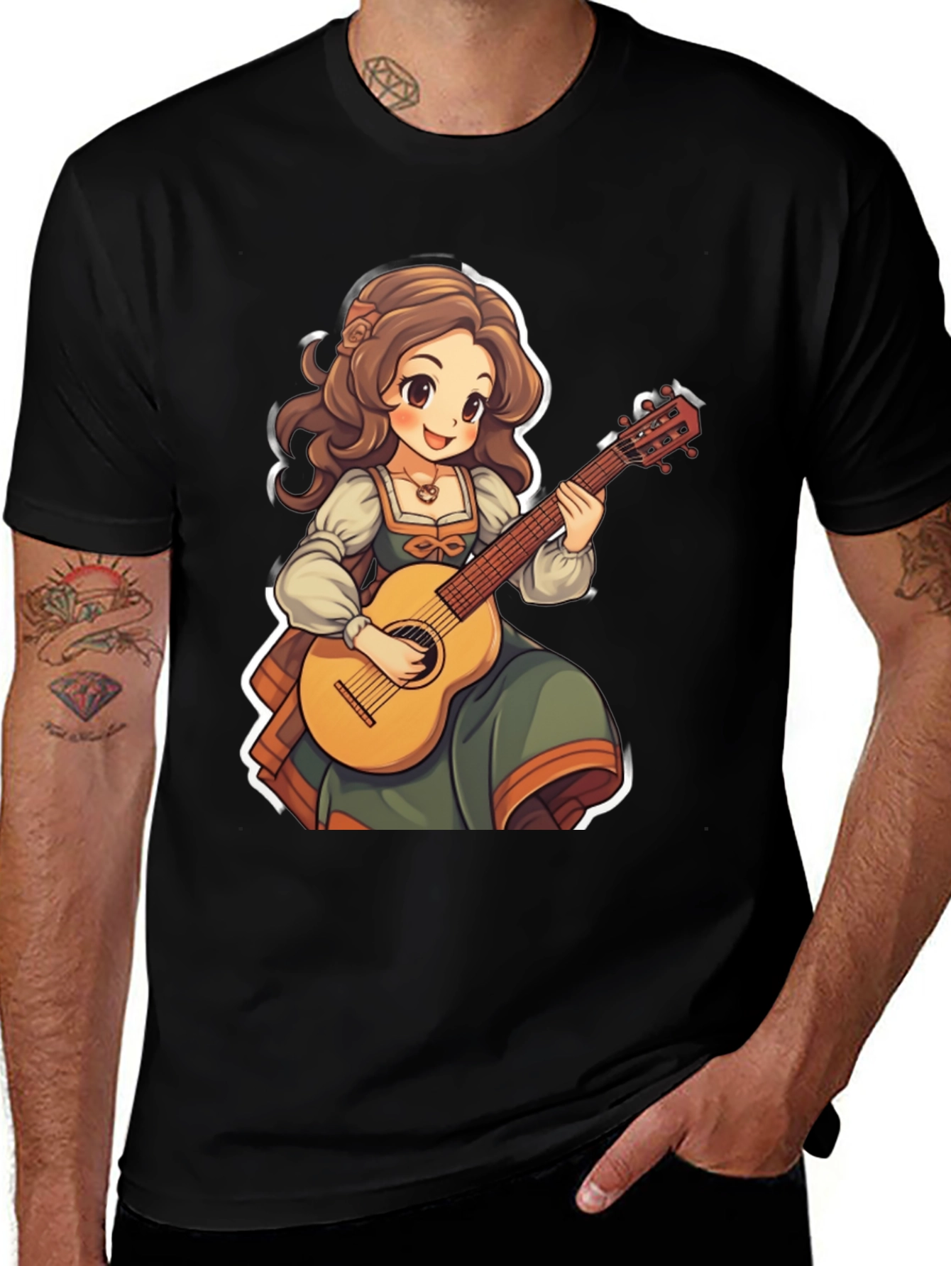 Variant 17 of Anime Girl Guitar T-Shirt