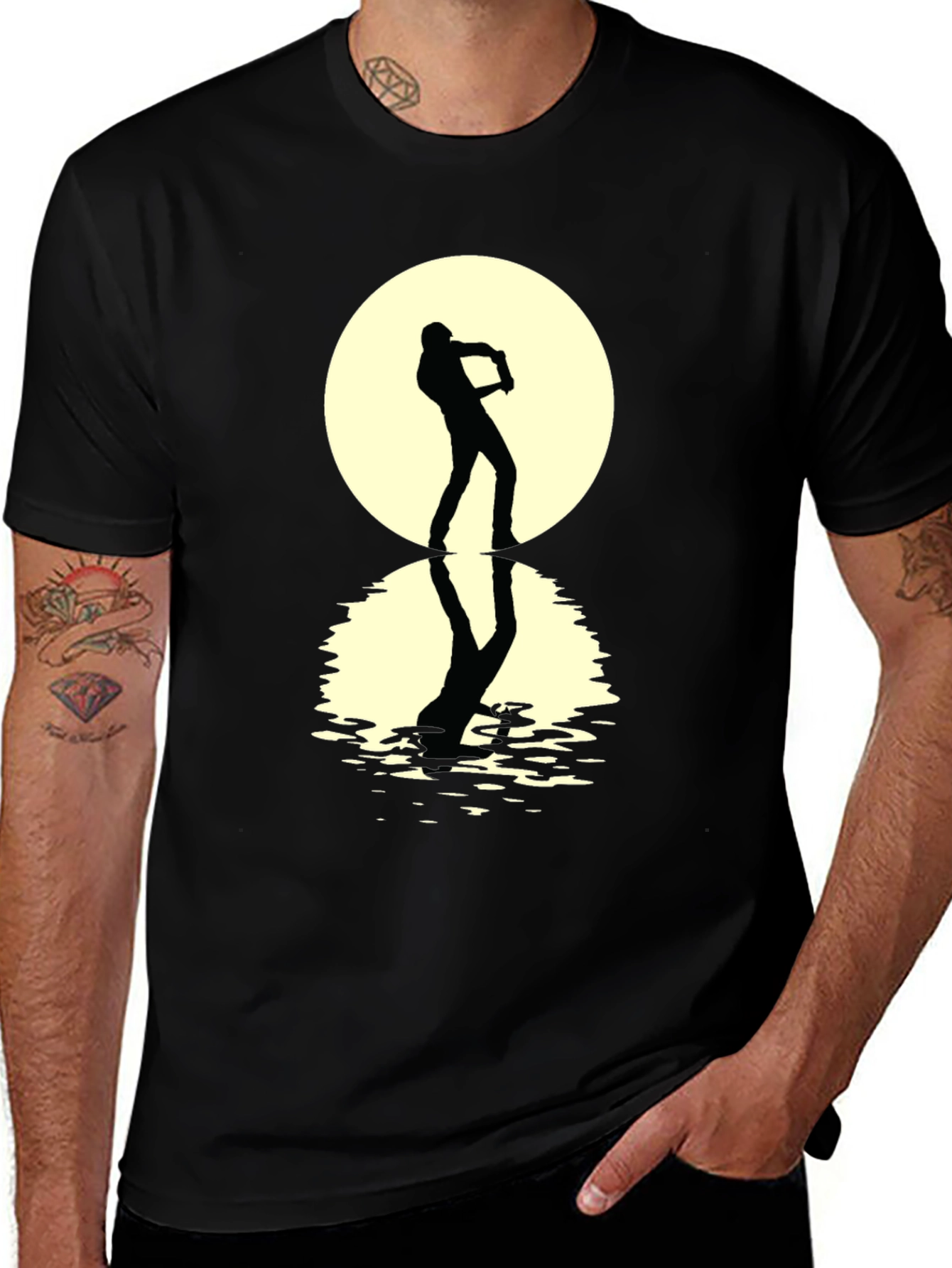 Variant 12 of Silhouette Moon Guitar T-Shirt