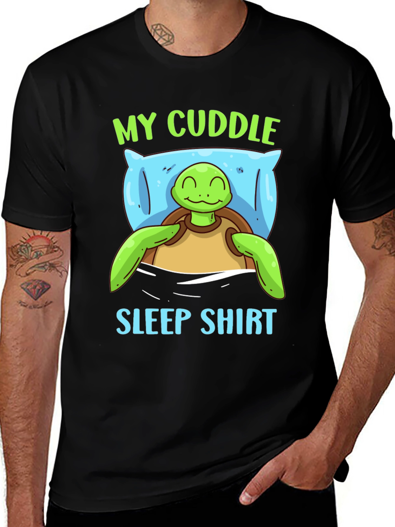 Variant 3 of Cute Turtle My Cuddle Sleep Shirt Black Tee