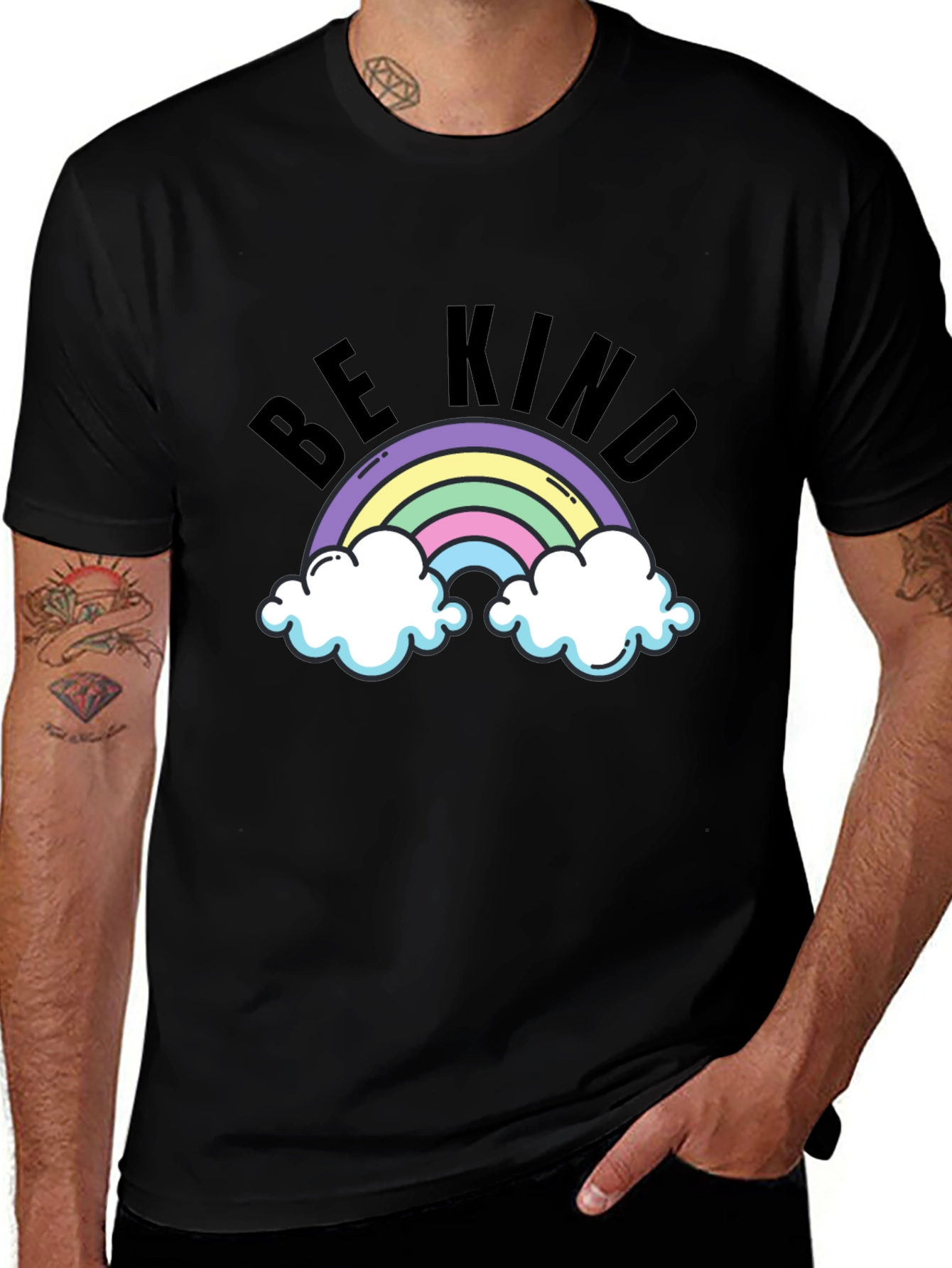 Variant 19 of Be Kind Rainbow Graphic Tee - Stylish Cotton Comfort