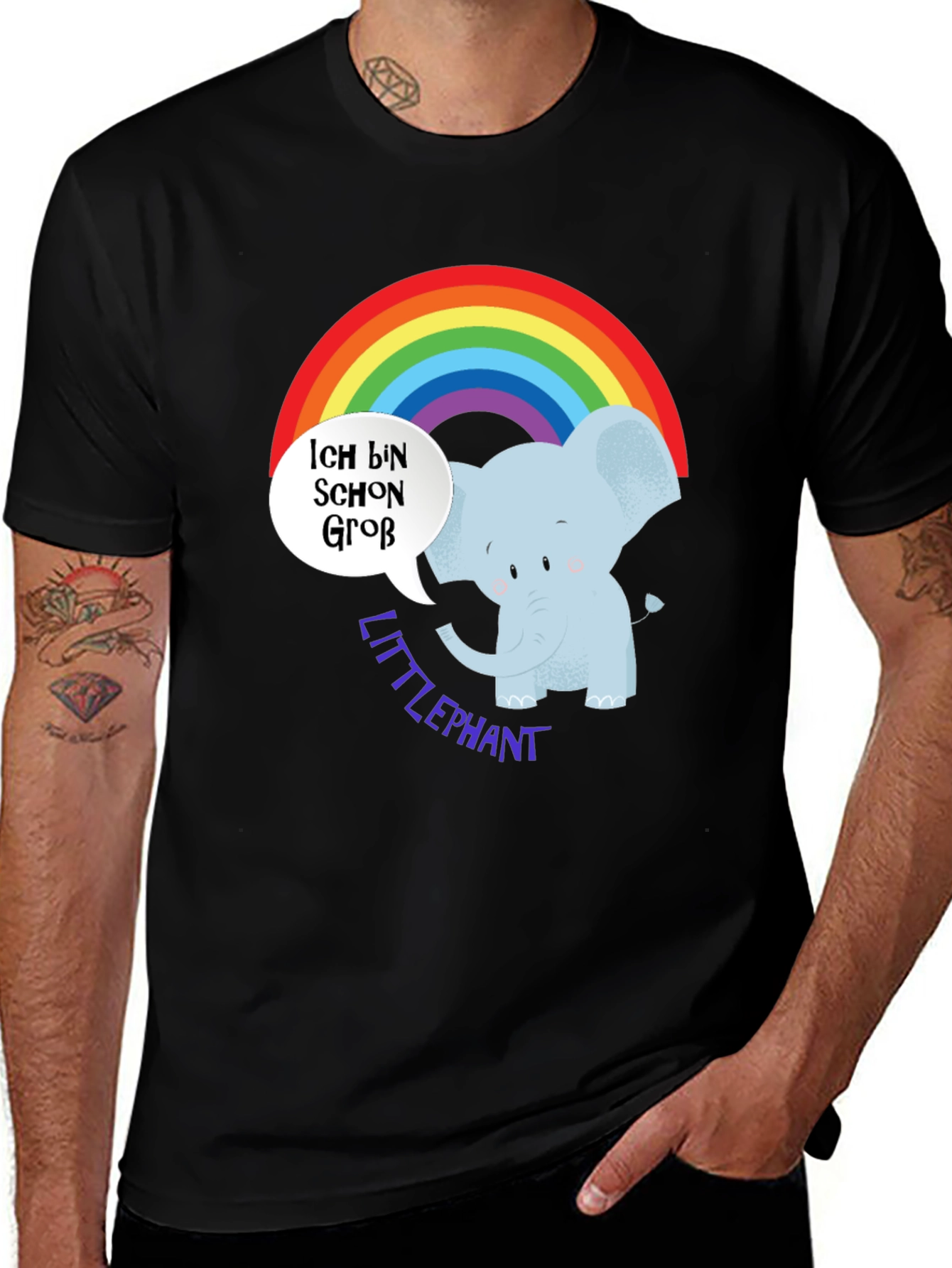 Variant 7 of Cute Elephant Rainbow T-Shirt - Little Elephant Design