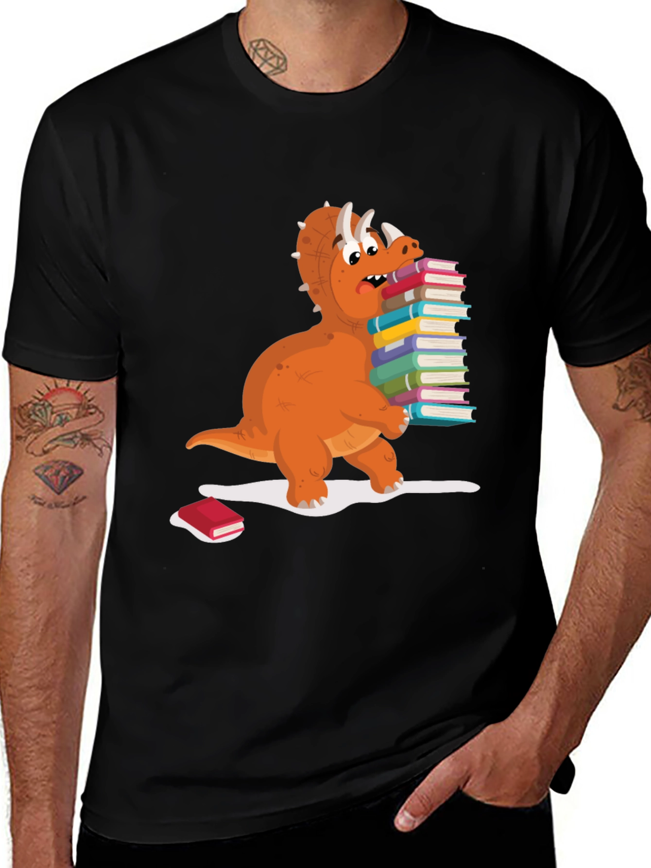 Variant 17 of Dino Book Lover Tee - Funny Dinosaur Graphic T-Shirt