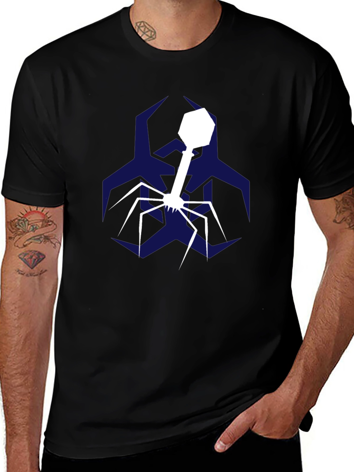 Variant 24 of Biohazard Bacteriophage T-Shirt - Black