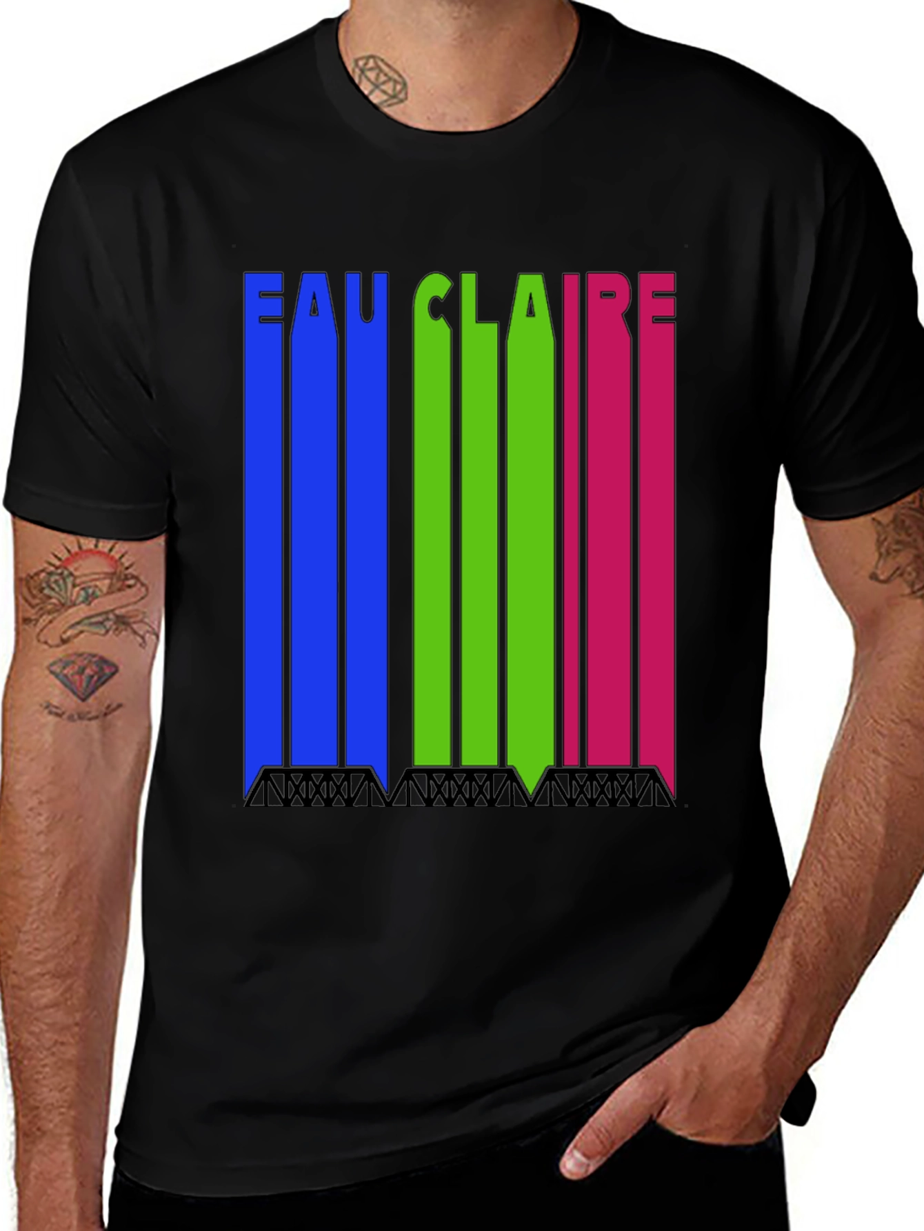 Variant 17 of Eau Claire Graphic T-Shirt - Modern Barcode Design