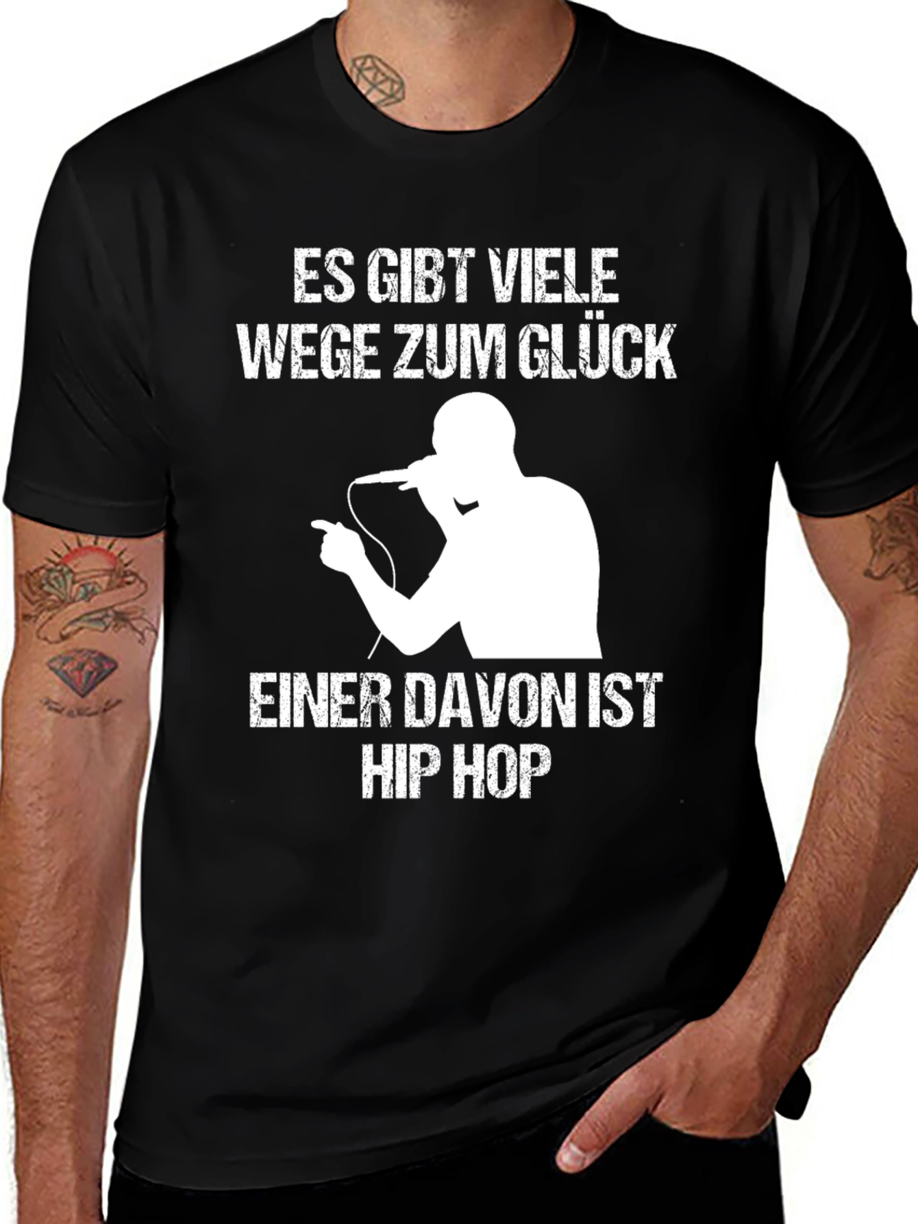 Variant 10 of Hip Hop Glück Men's Black T-Shirt