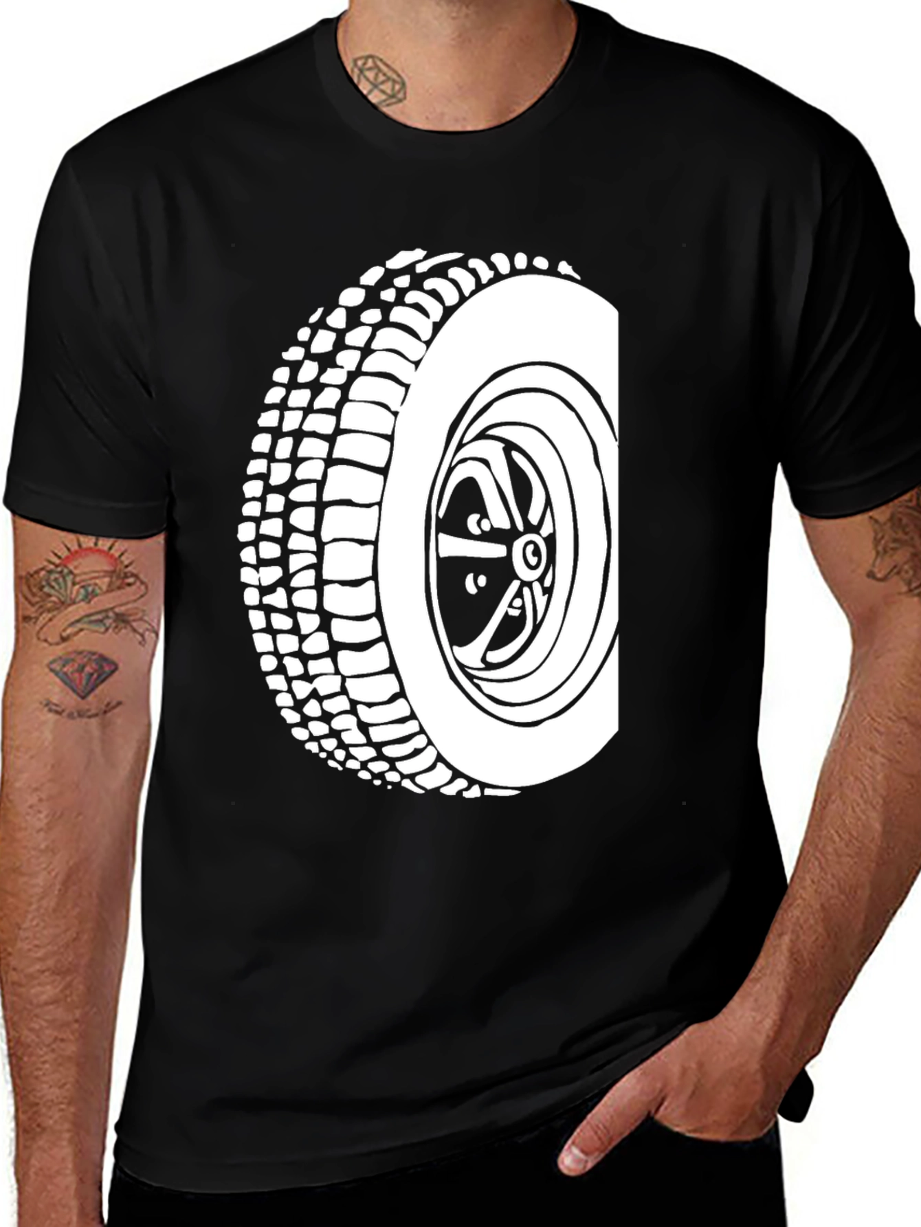 Cool Tire Graphic Black T-Shirt