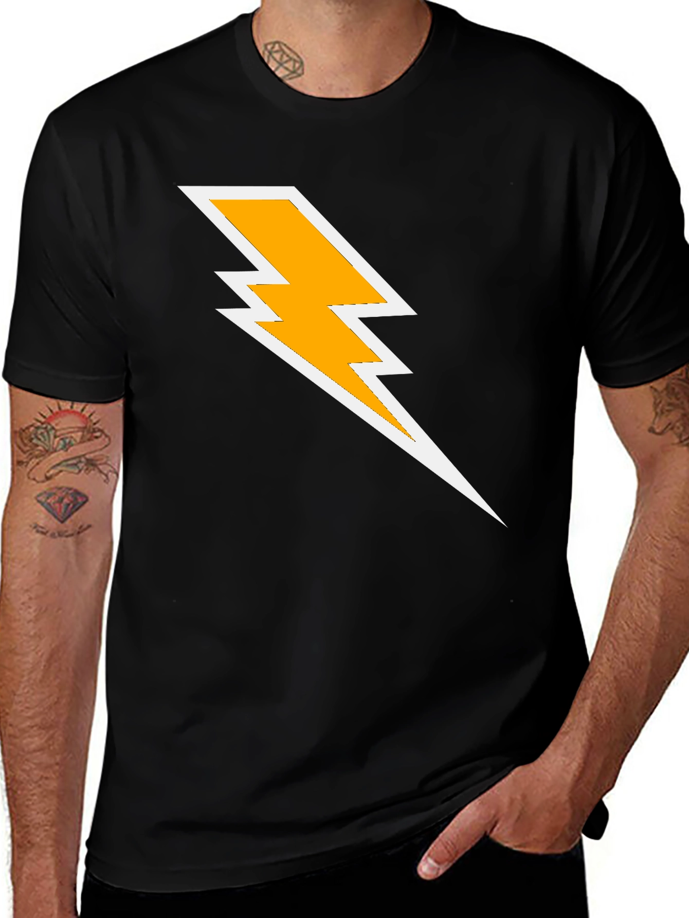 Variant 5 of Lightning Bolt Graphic Tee - Black Cotton T-Shirt
