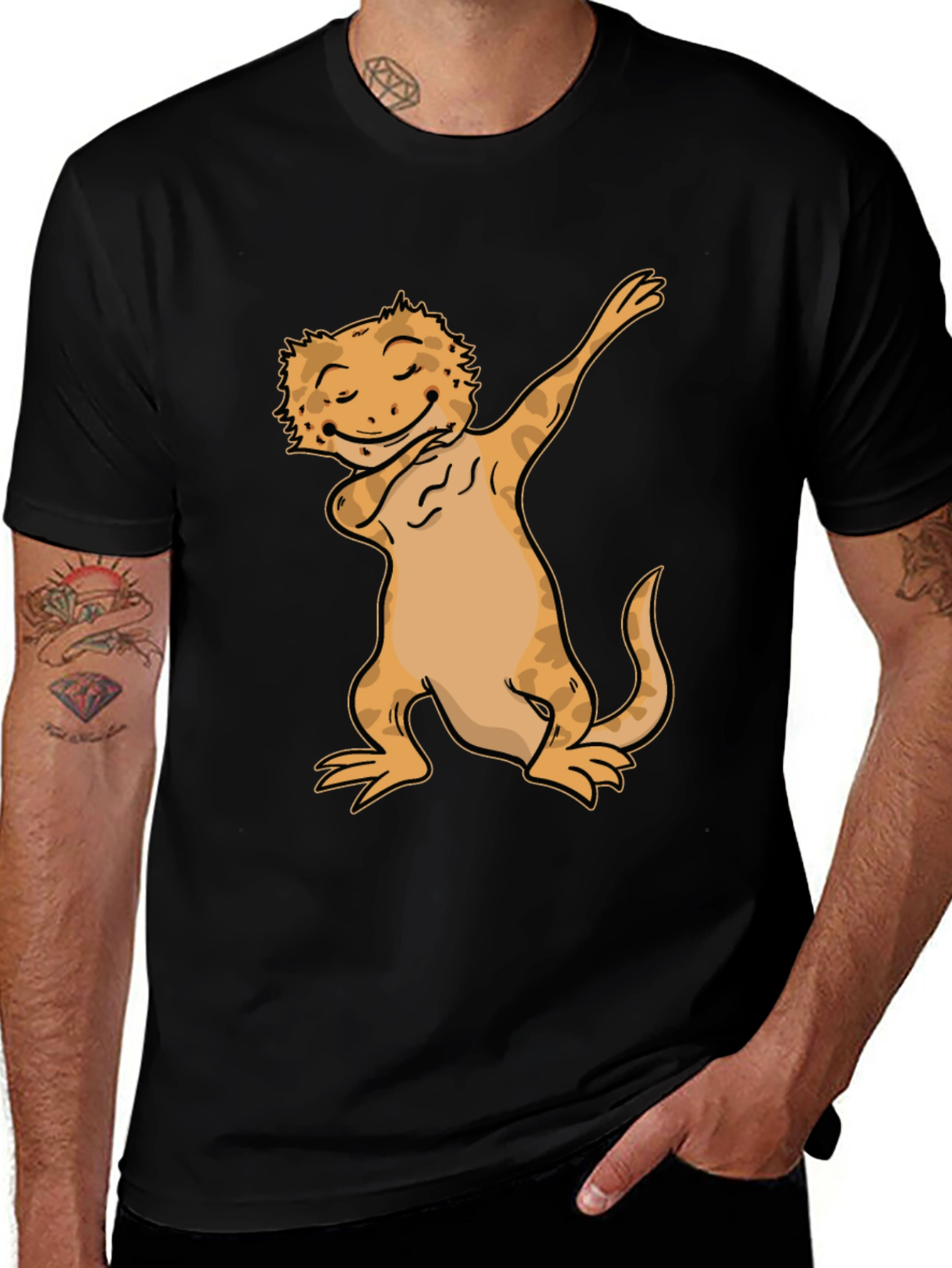 Variant 7 of Dabbing Bearded Dragon Black T-Shirt