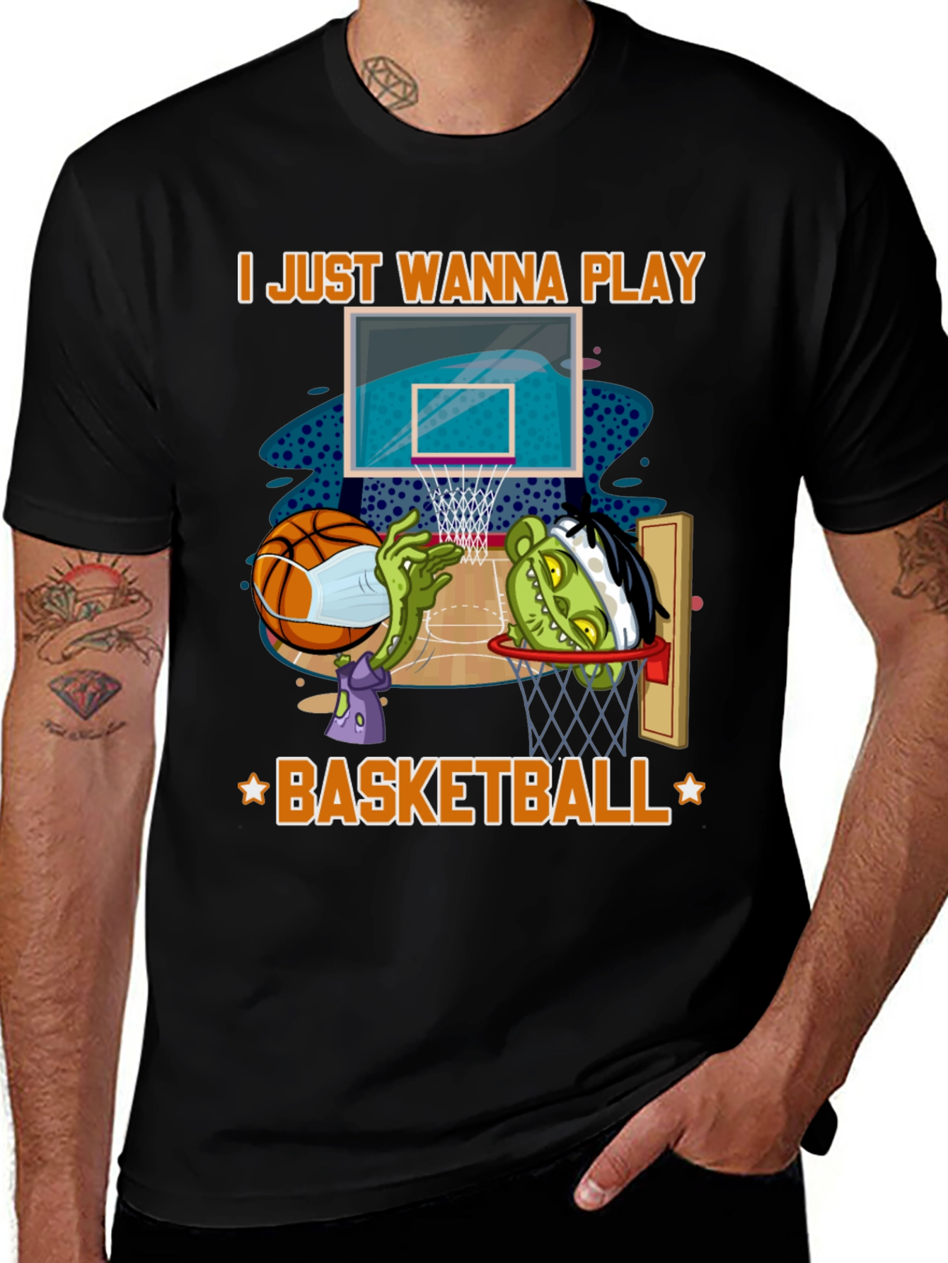 Variant 8 of Zombie Basketball T-Shirt - I Just Wanna Play