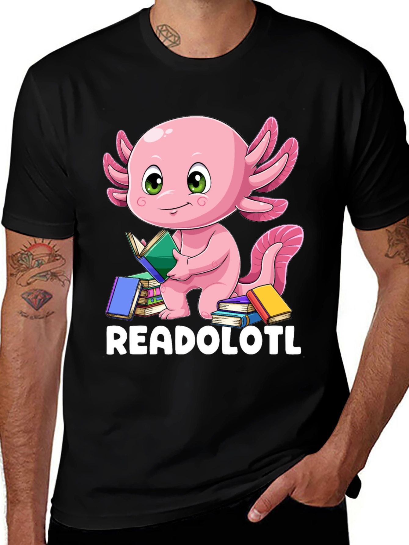 Variant 25 of Readolotl Axolotl Reading Book T-Shirt