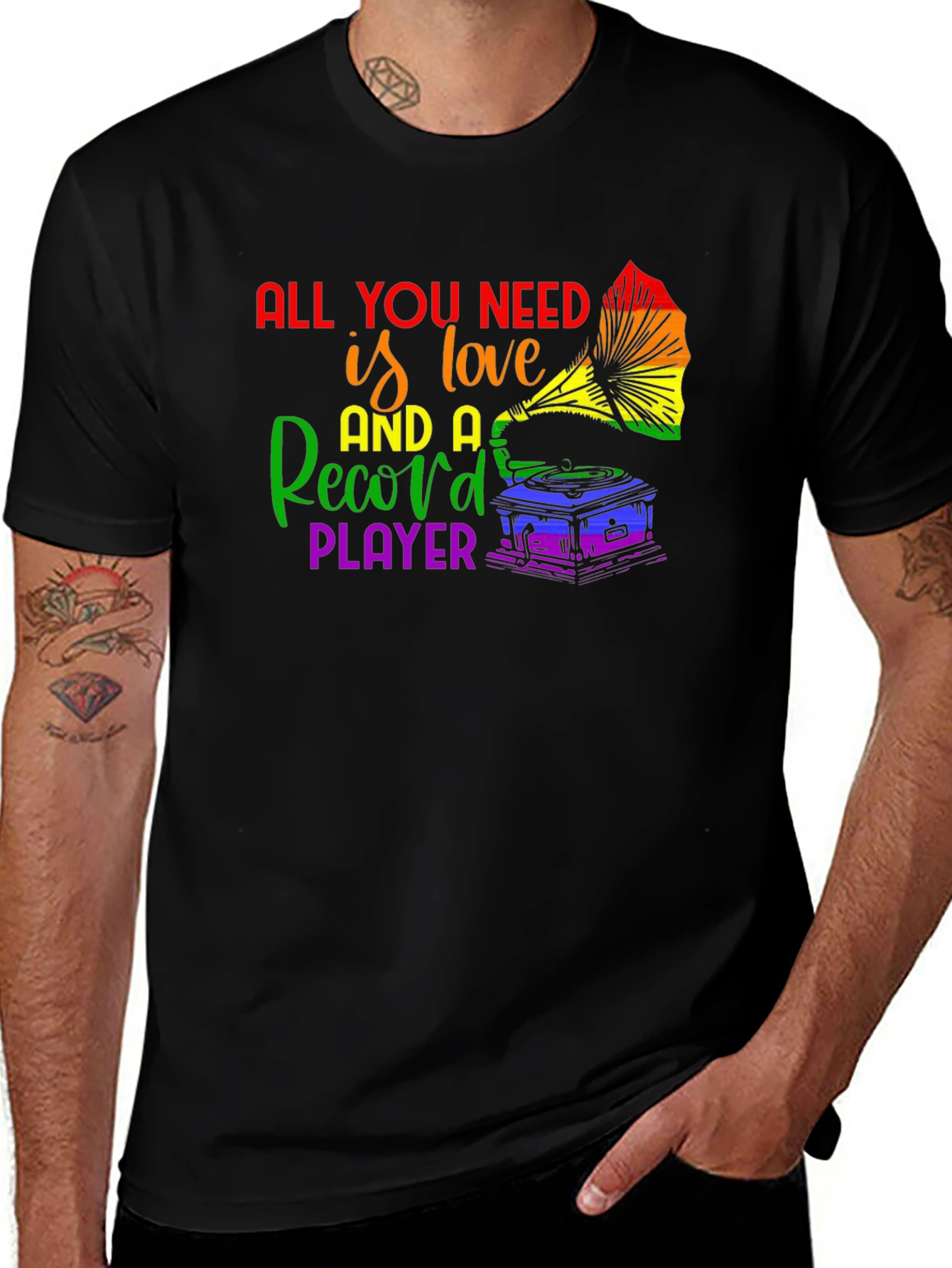 All You Need is Love and a Record Player T-Shirt