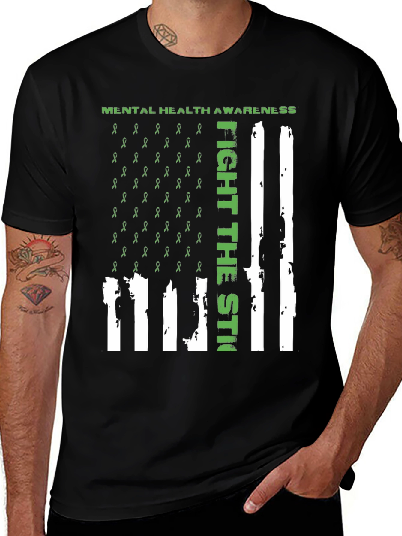 Variant 13 of Mental Health Awareness Ribbon Flag Graphic T-Shirt