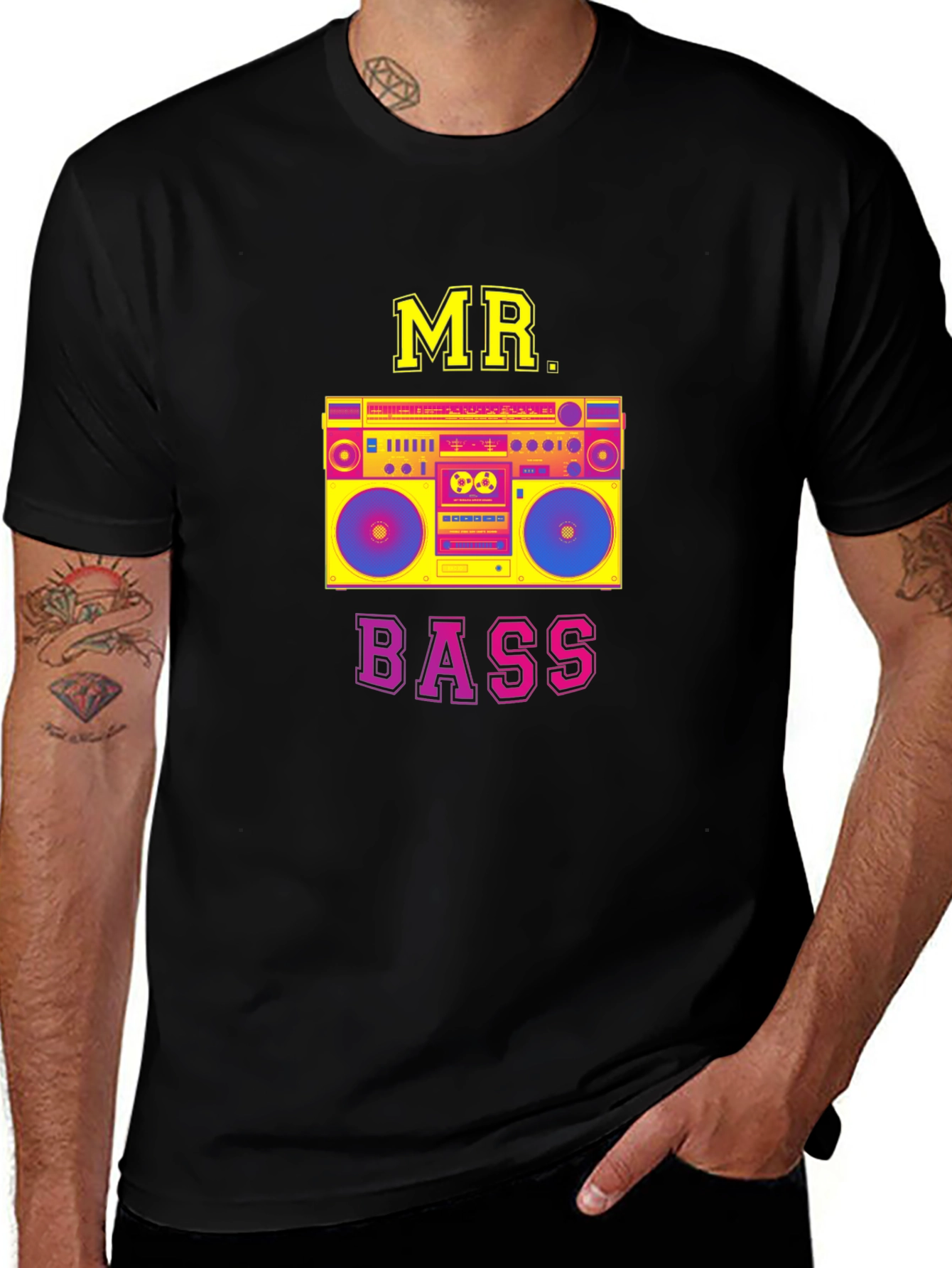 Variant 16 of Mr. Bass Boombox Graphic Tee - Retro Style