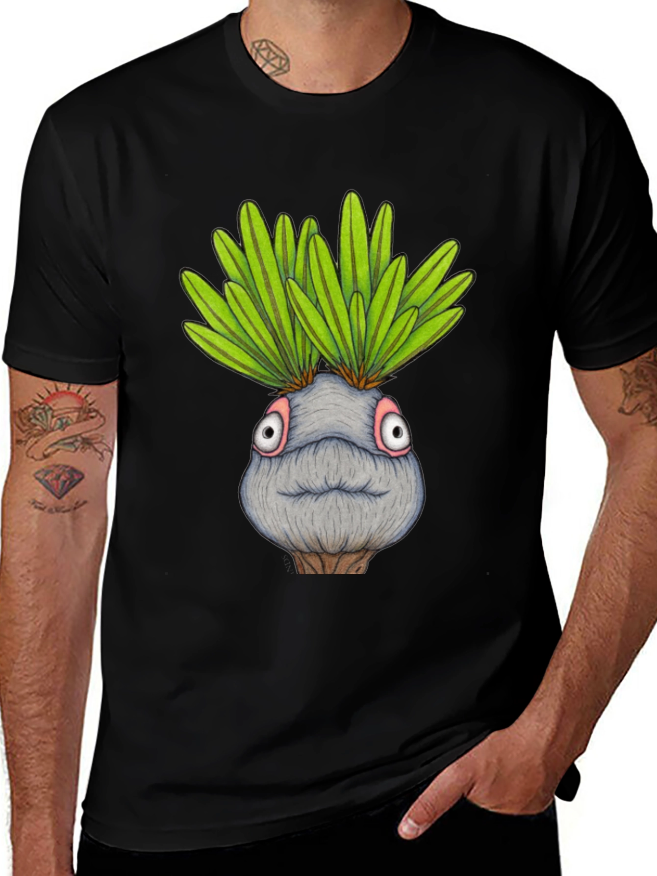 Variant 20 of Funny Plant Head Graphic T-Shirt - Black