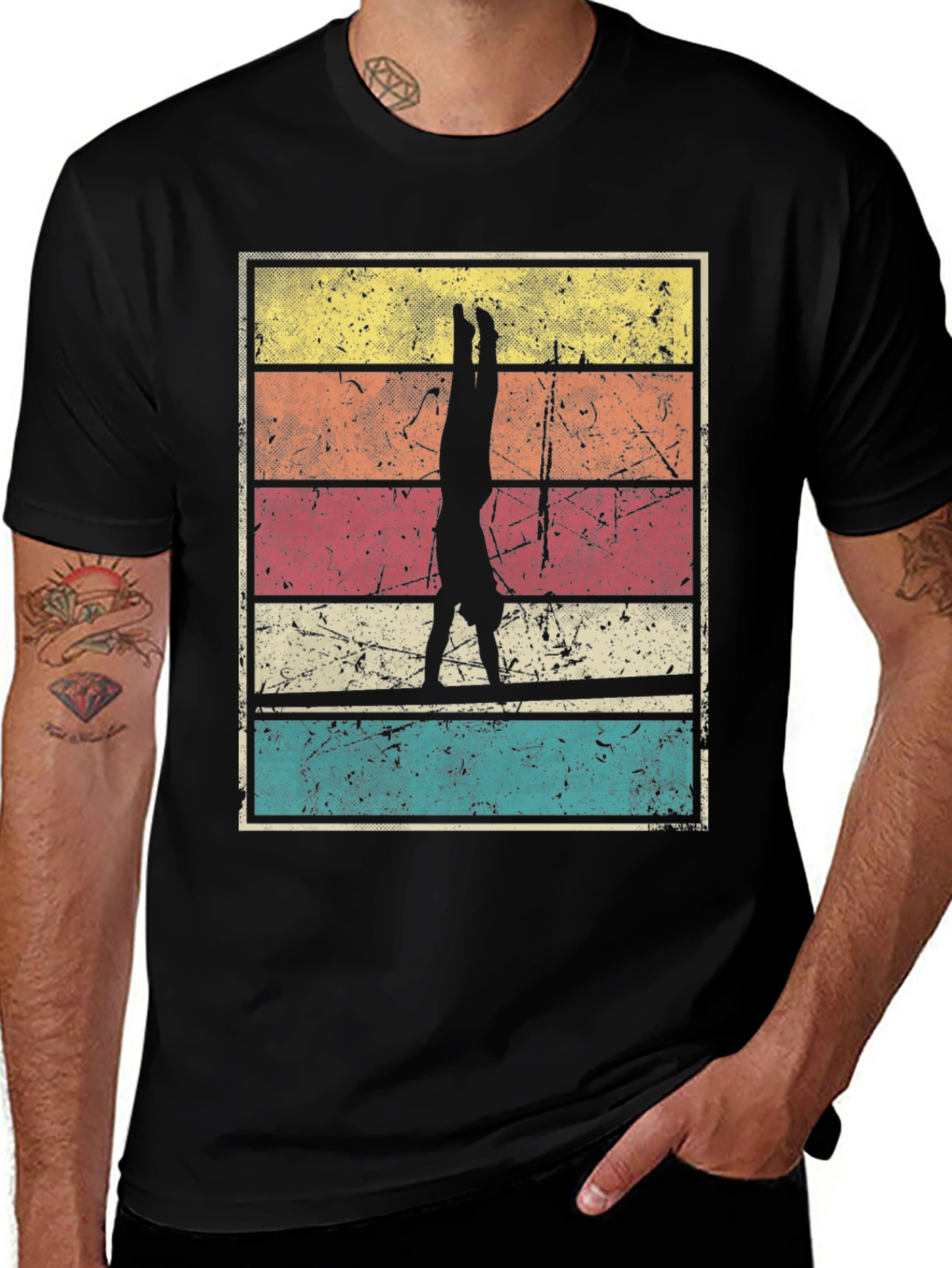 Variant 5 of Retro Gymnast Handstand T-Shirt