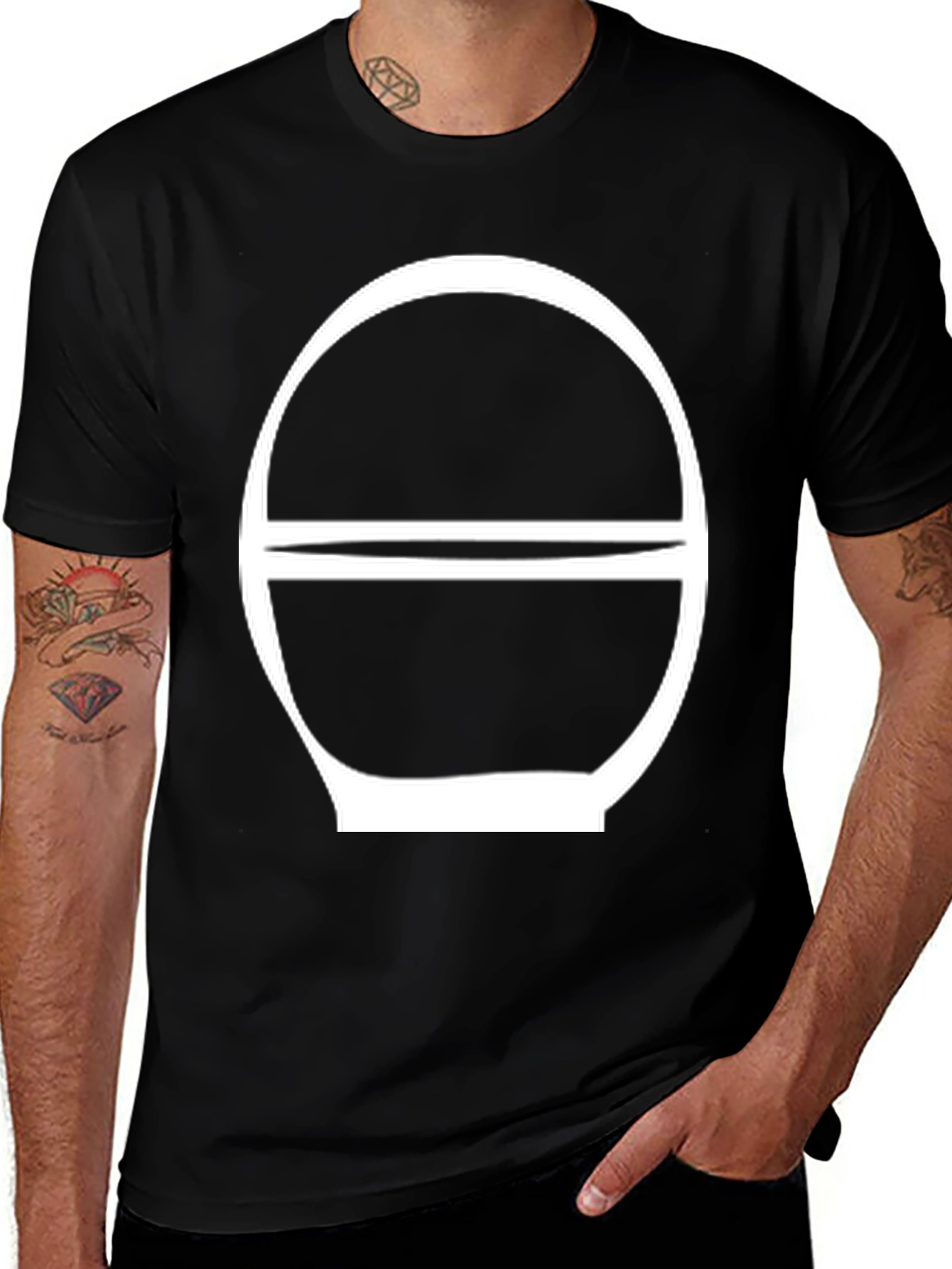 Variant 5 of Minimalist Graphic Tee - Black Cotton Blend