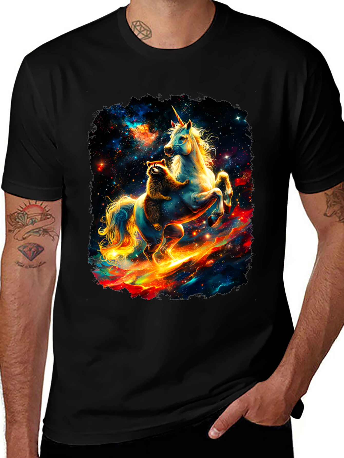 Variant 23 of Cosmic Raccoon and Unicorn Graphic Tee