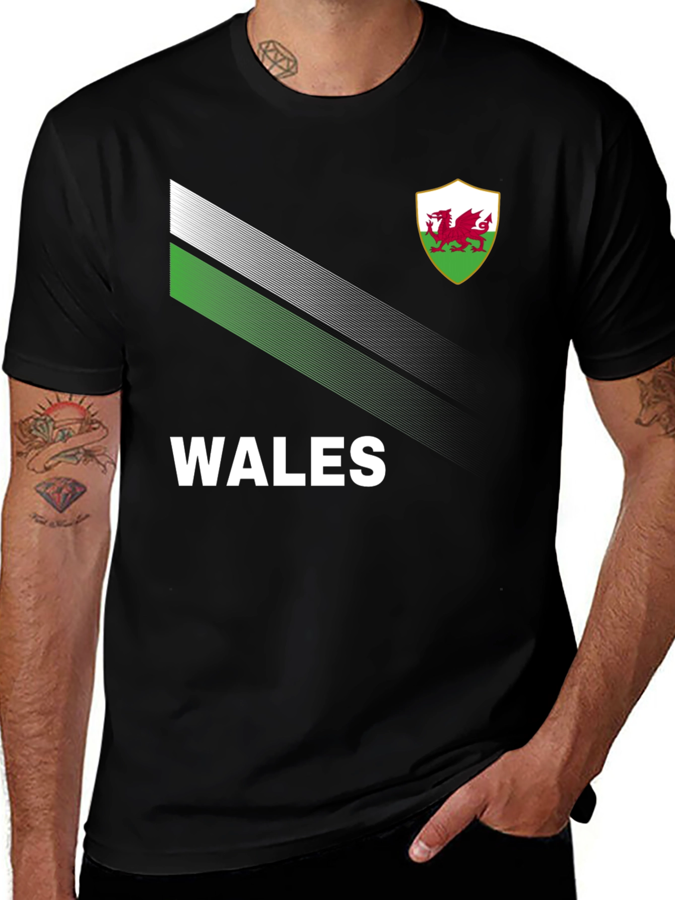 Wales T-Shirt: Black Jersey with Dragon Emblem